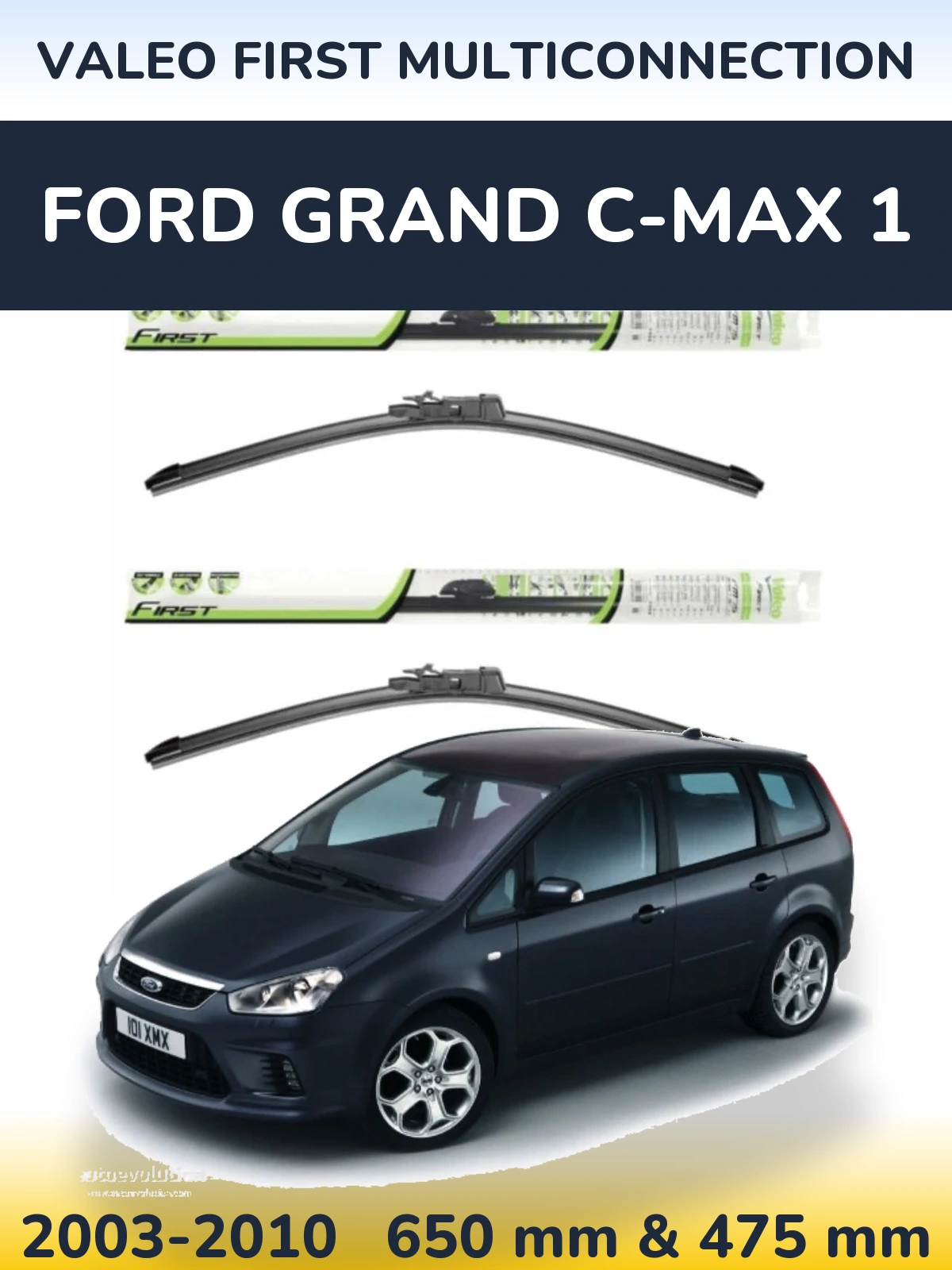 Komplet przednich wycieraczek Valeo First MultiConnection 650 & 475 mm do Ford Grand C-MAX 1 2003-2010