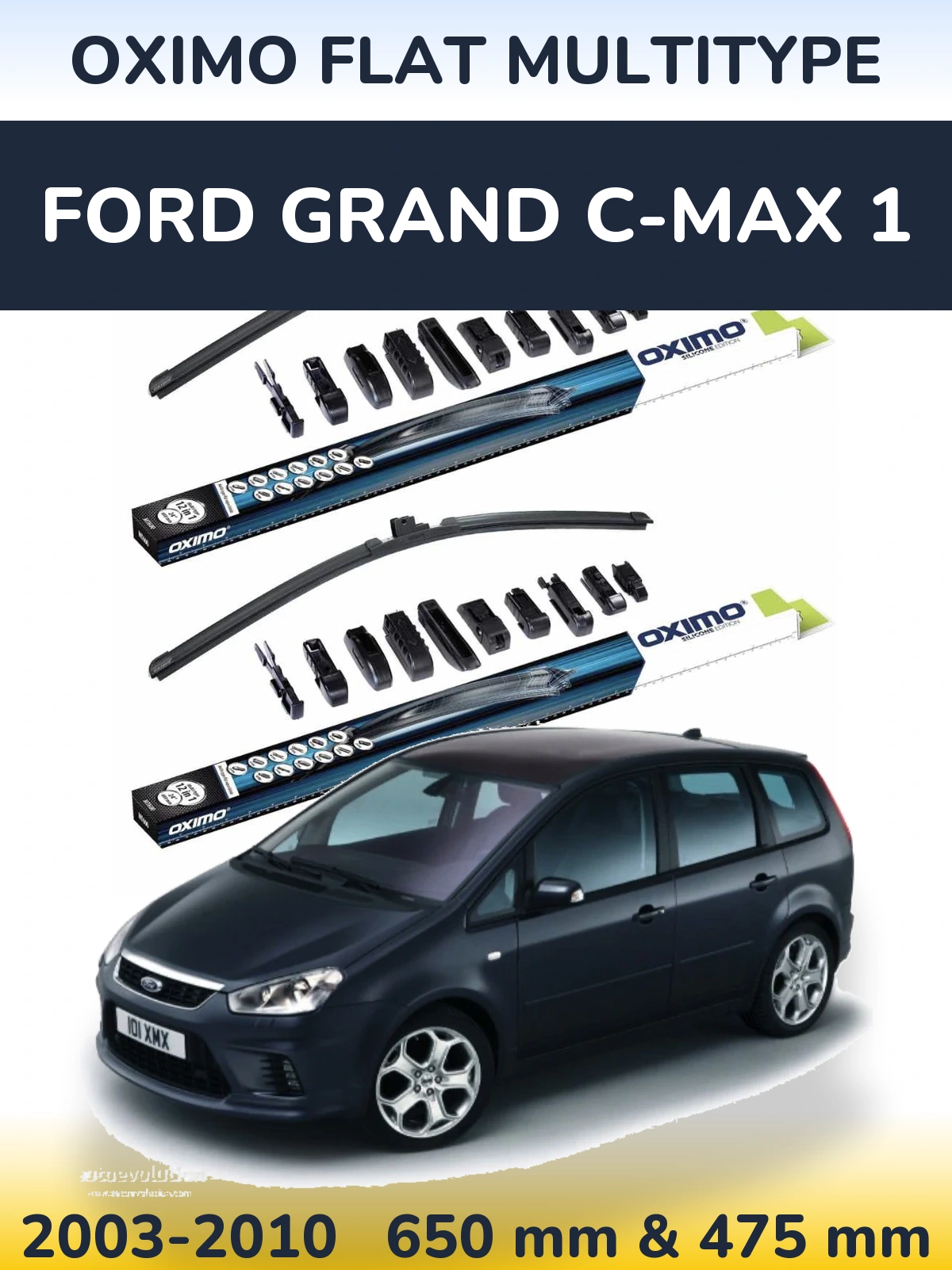 Komplet przednich wycieraczek Oximo Flat MultiType 650 & 475 mm do Ford Grand C-MAX 1 2003-2010