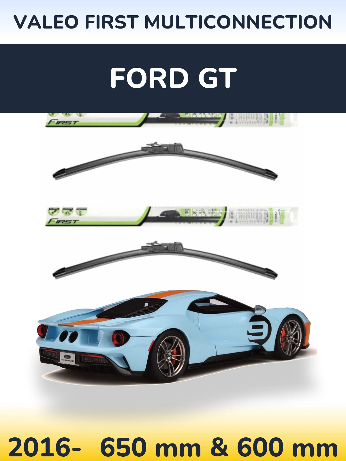 Komplet przednich wycieraczek Valeo First MultiConnection 650 & 600 mm do Ford GT 2016-2026