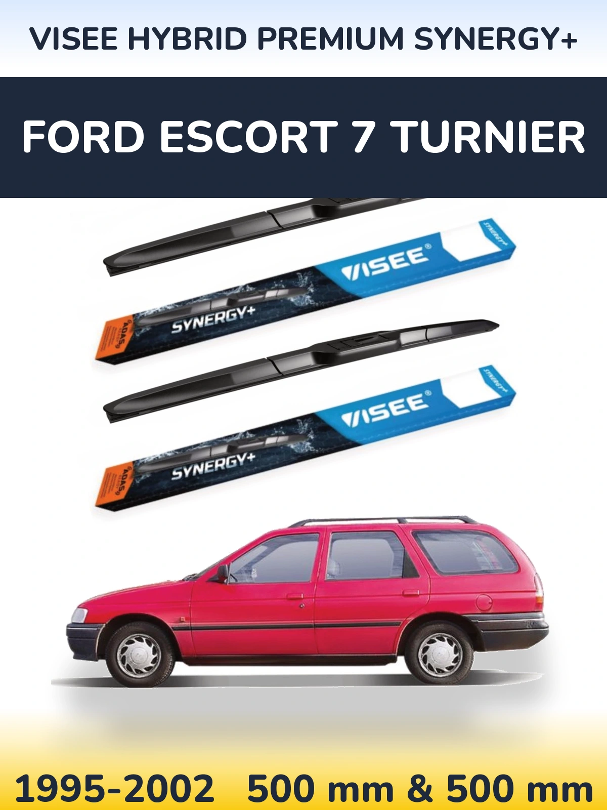 Комплект передних дворников VISEE HYBRID PREMIUM SYNERGY+ 500 & 500 мм для Ford Escort 7 Turnier 1995-2002