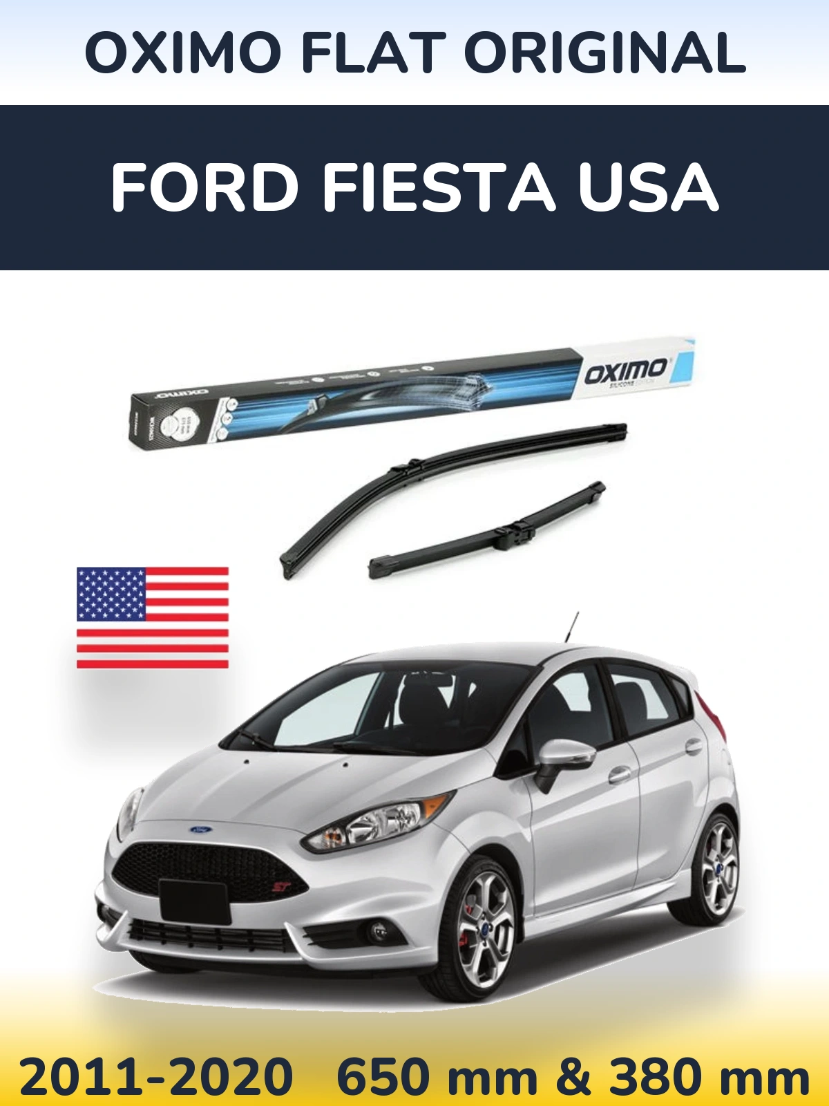 Комплект передних дворников Oximo Flat Original 650 & 375 мм для Ford Fiesta USA 2011-2020