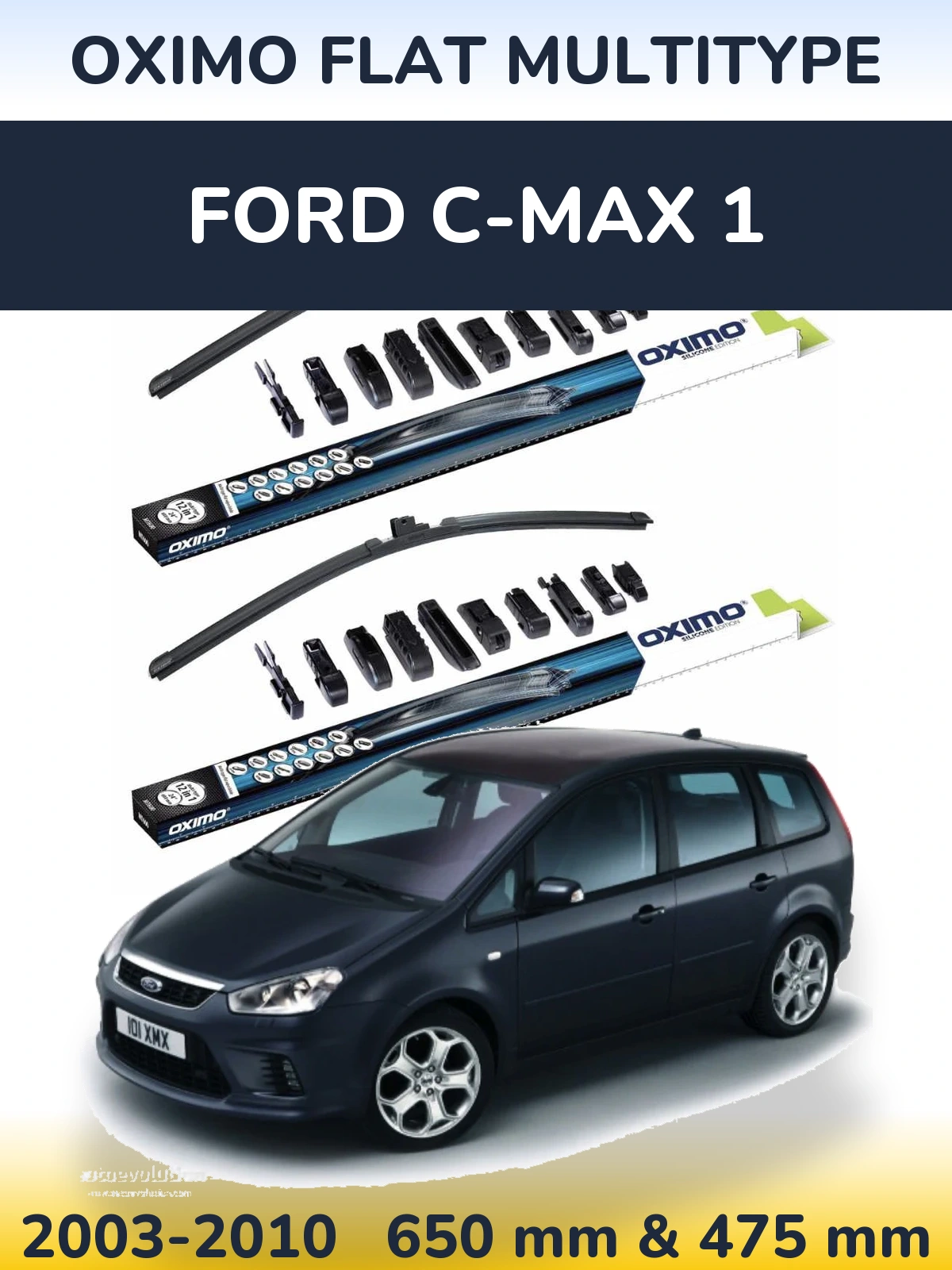 Komplet przednich wycieraczek Oximo Flat MultiType 650 & 475 mm do Ford C-MAX 1 2003-2010