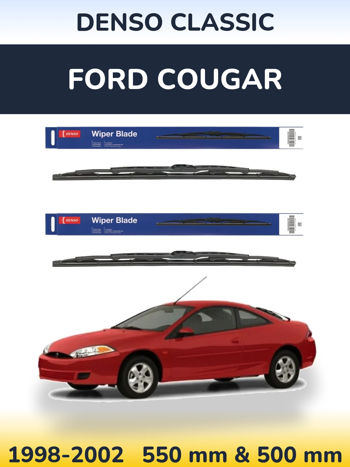 Комплект передних дворников Denso Classic 550 & 500 мм для Ford Cougar 1998-2002