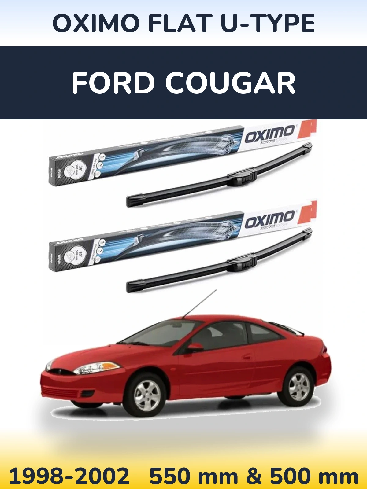 Комплект передних дворников Oximo Flat U-type 550 & 500 мм для Ford Cougar 1998-2002