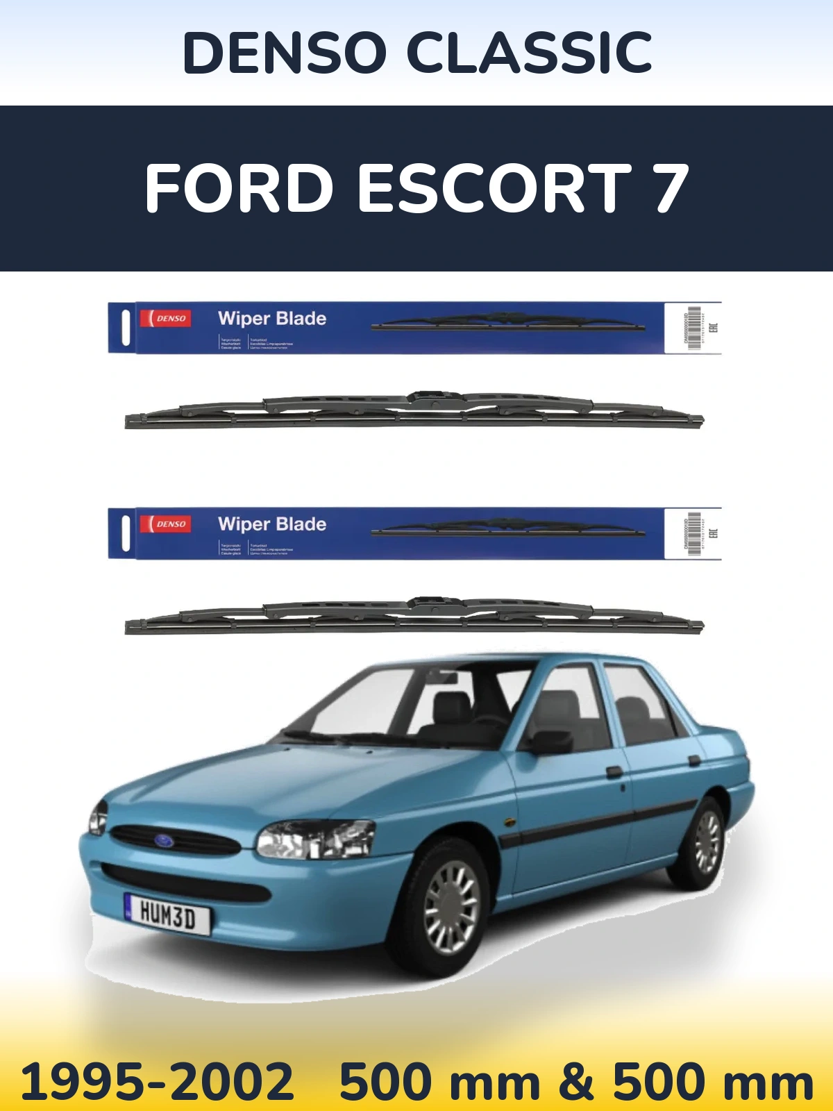 Komplet przednich wycieraczek Denso Classic 500 & 500 mm do Ford Escort 7 1995-2002
