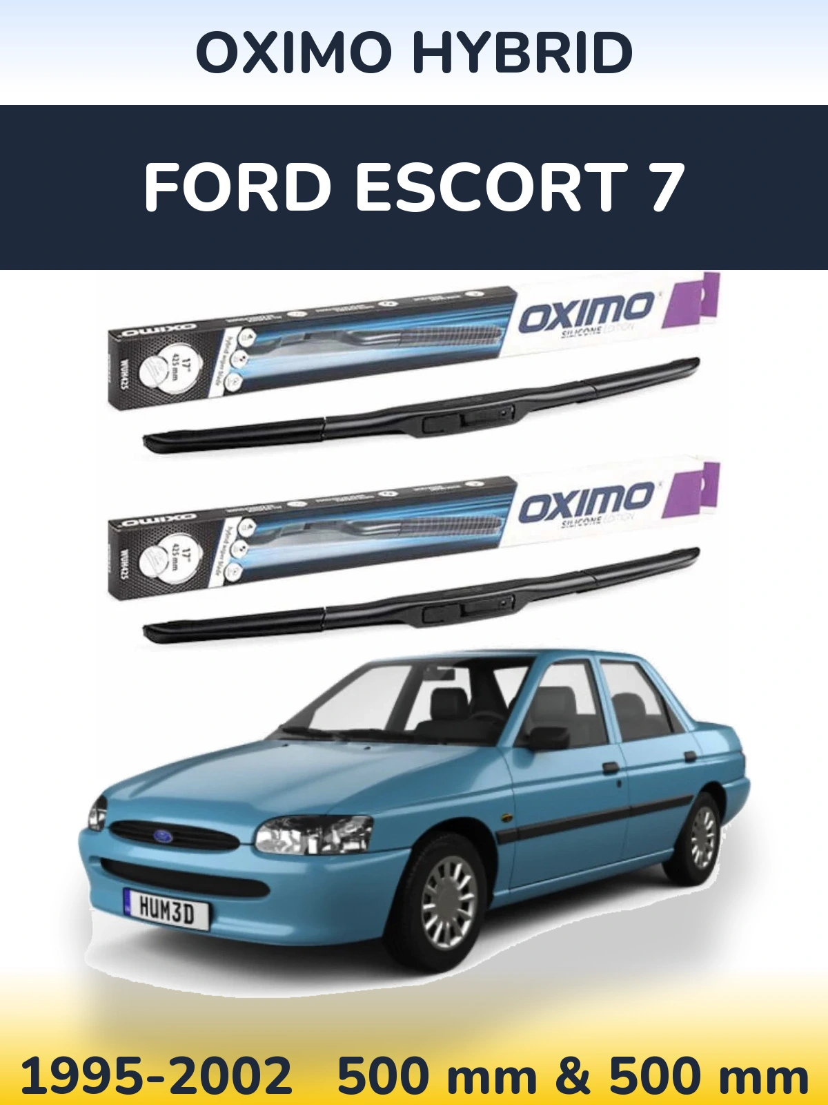 Komplet przednich wycieraczek Oximo Hybrid 500 & 500 mm do Ford Escort 7 1995-2002