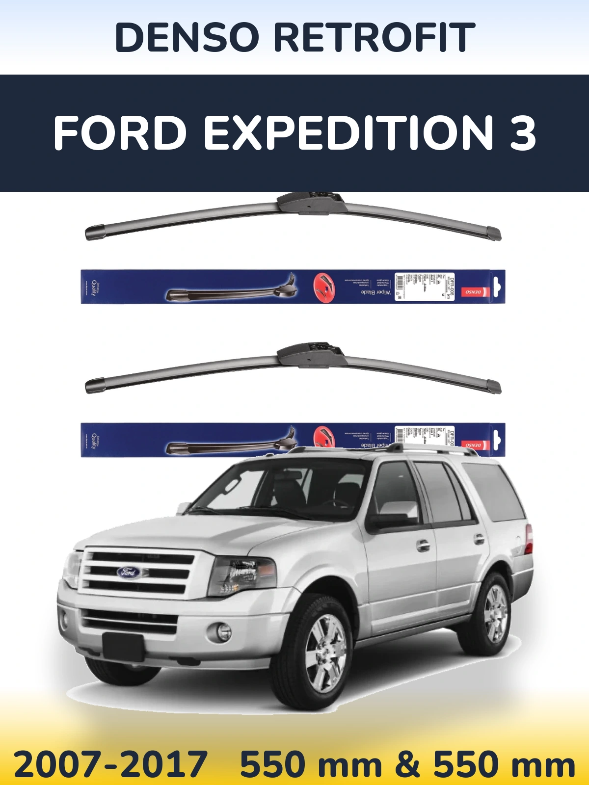 Komplet przednich wycieraczek Denso Retrofit 550 & 550 mm do Ford Expedition 3 2007-2017
