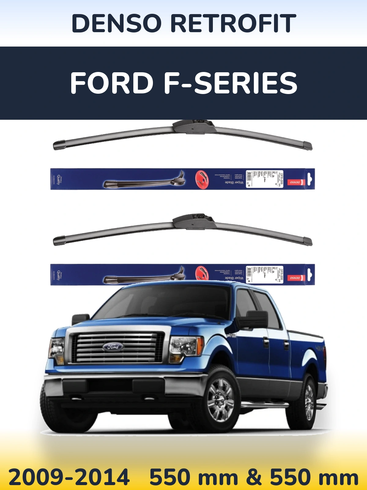 Komplet przednich wycieraczek Denso Retrofit 550 & 550 mm do Ford F-series 2009-2014