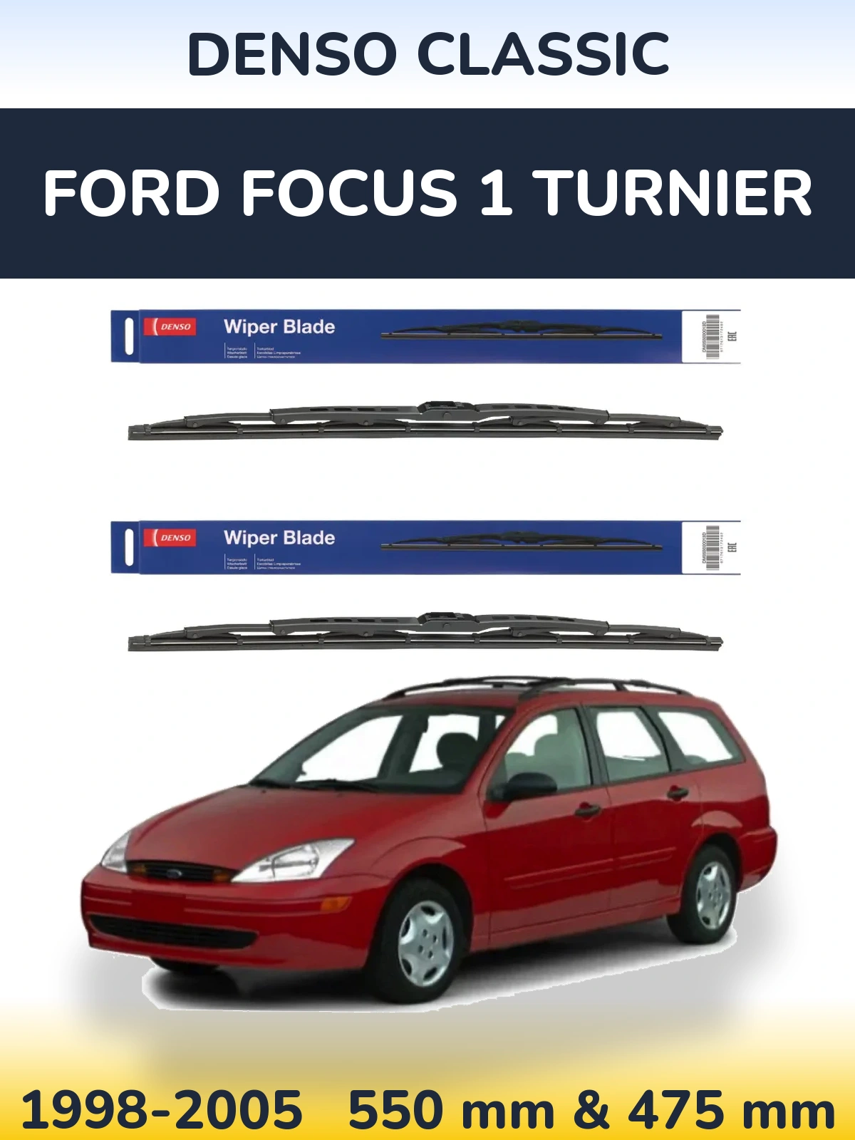 Komplet przednich wycieraczek Denso Classic 550 & 475 mm do Ford Focus 1 Turnier 1998-2005