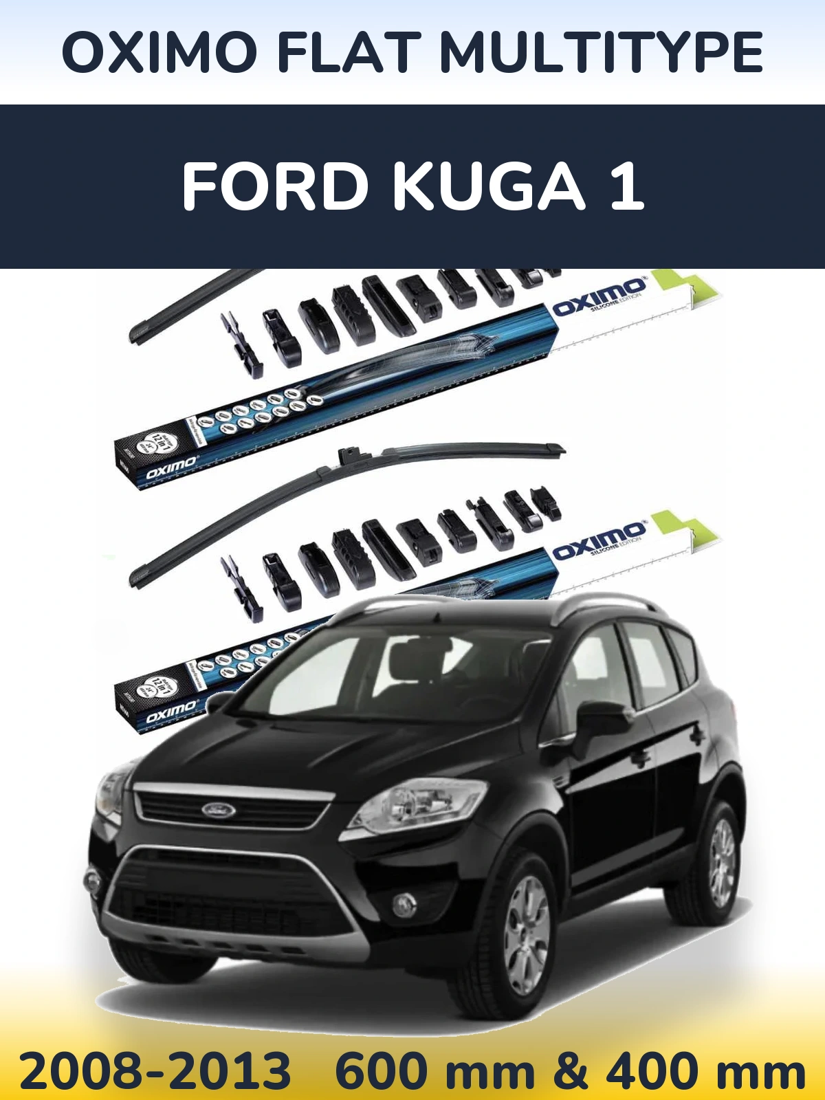 Комплект передних дворников Oximo Flat MultiТипe 600 & 400 мм для Ford Kuga 1 2008-2013