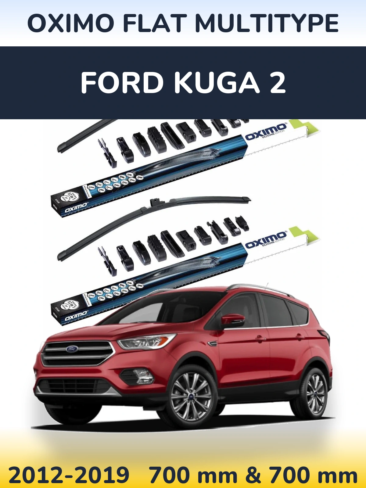 Комплект передних дворников Oximo Flat MultiТипe 700 & 700 мм для Ford Kuga 2 2012-2019