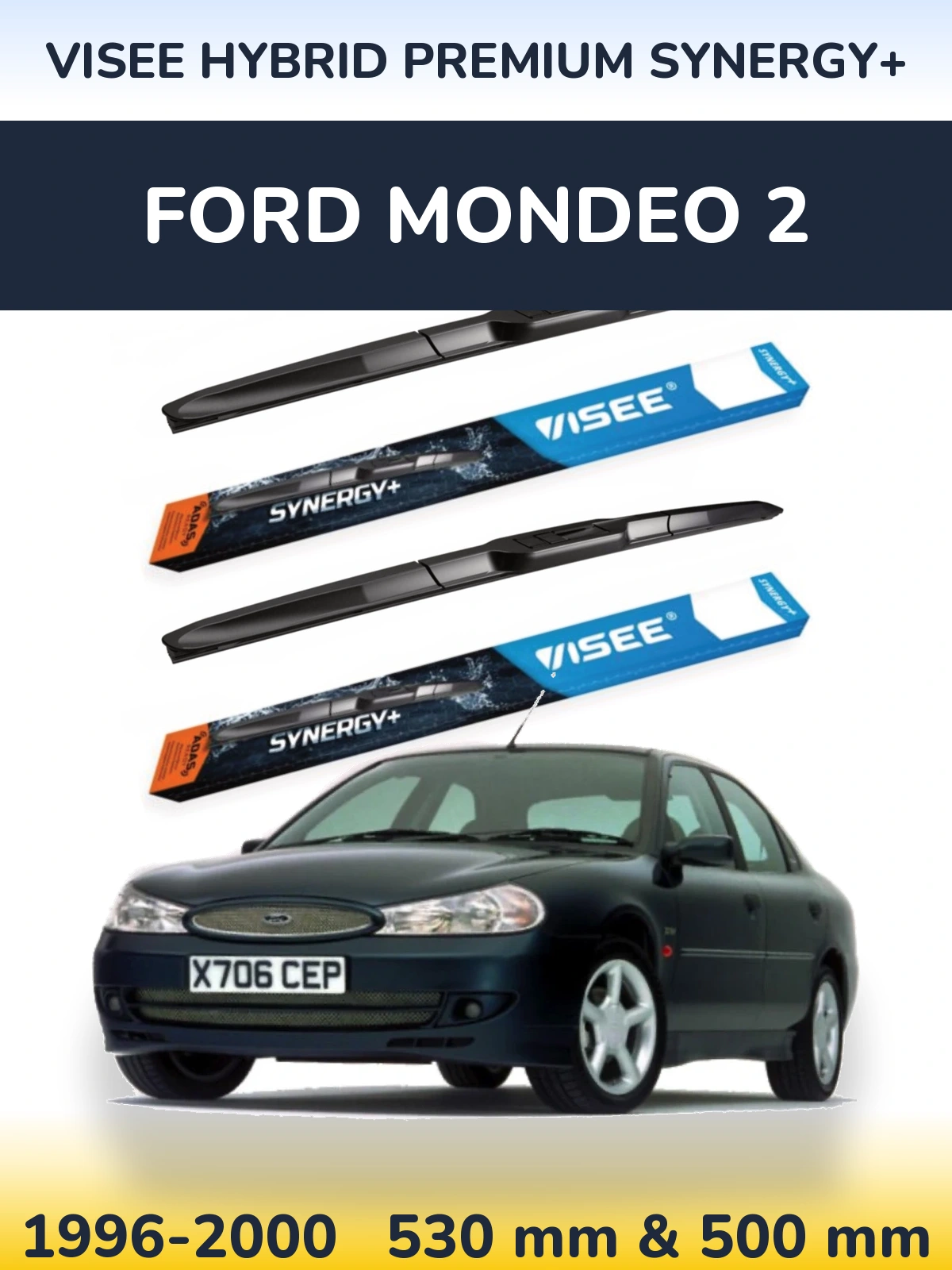 Комплект передних дворников VISEE HYBRID PREMIUM SYNERGY+ 530 & 500 мм для Ford Mondeo 2 1996-2000