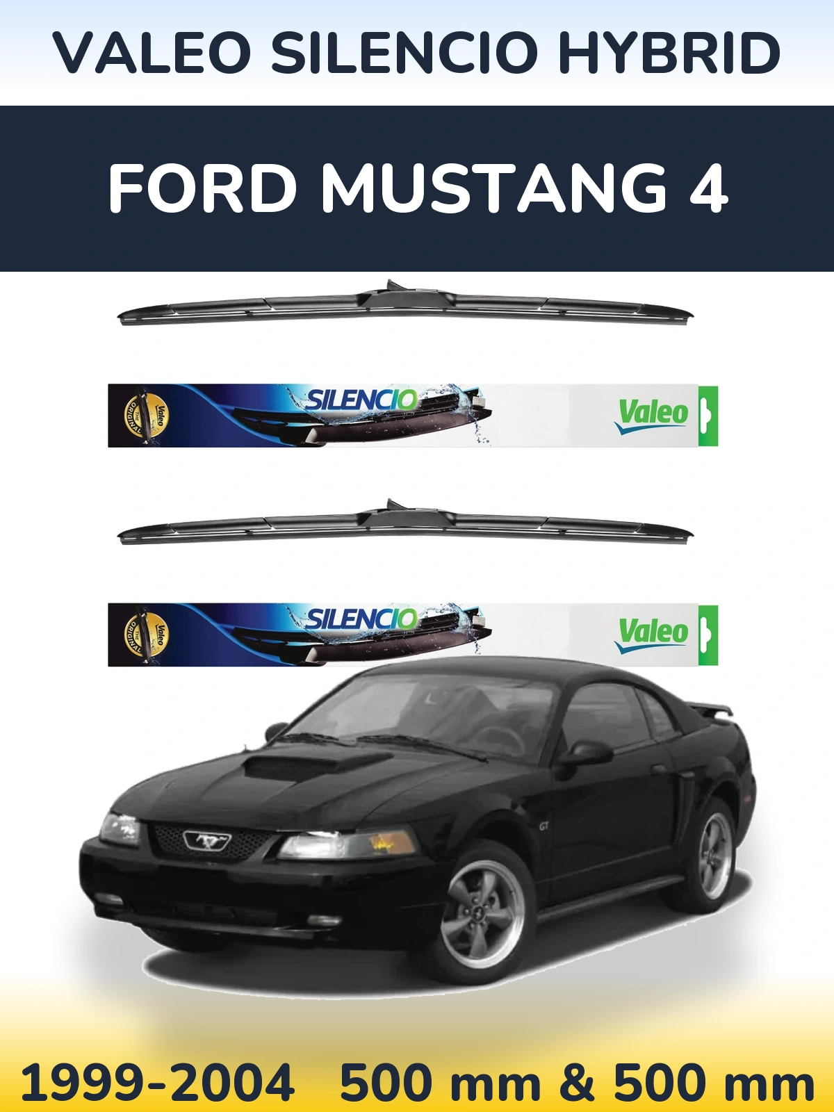 Комплект передних дворников Valeo Silencio Hybrid 500 & 500 мм для Ford Mustang 4 1999-2004