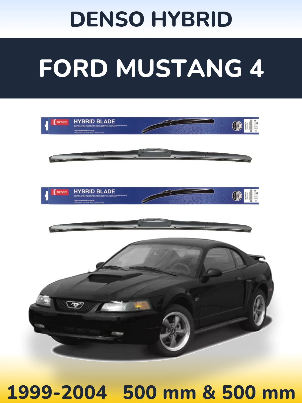 Komplet przednich wycieraczek Denso Hybrid 500 & 500 mm do Ford Mustang 4 1999-2004