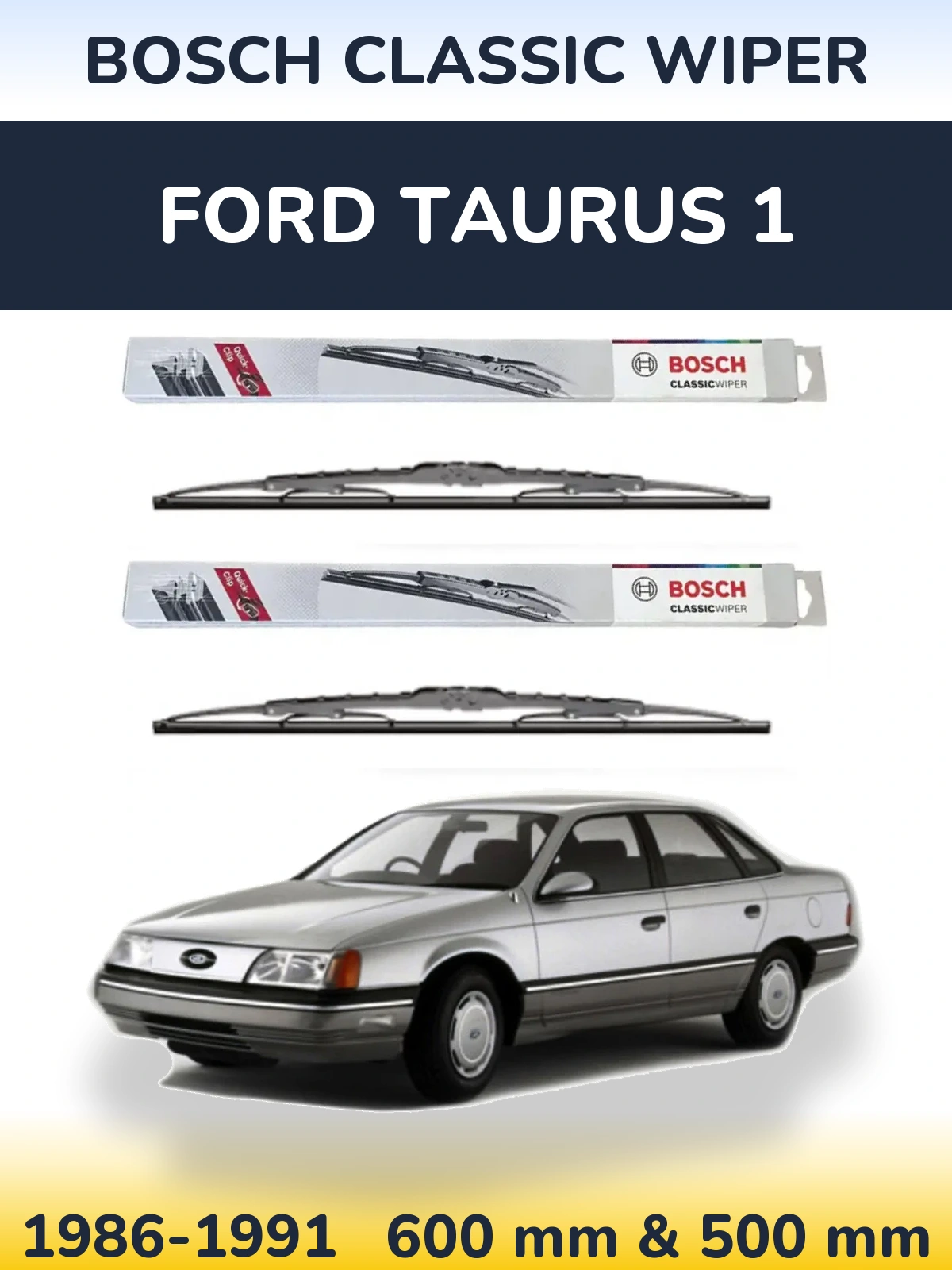 Комплект передних дворников BOSCH Classic Wiper 600 & 500 мм для Ford Taurus 1 1986-1991