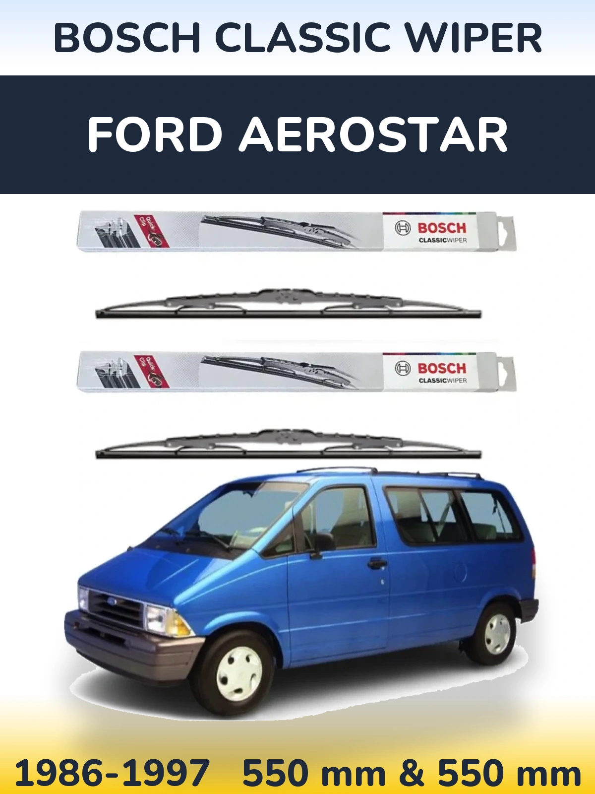 Komplet przednich wycieraczek BOSCH Classic Wiper 550 & 550 mm do Ford Aerostar 1986-1997