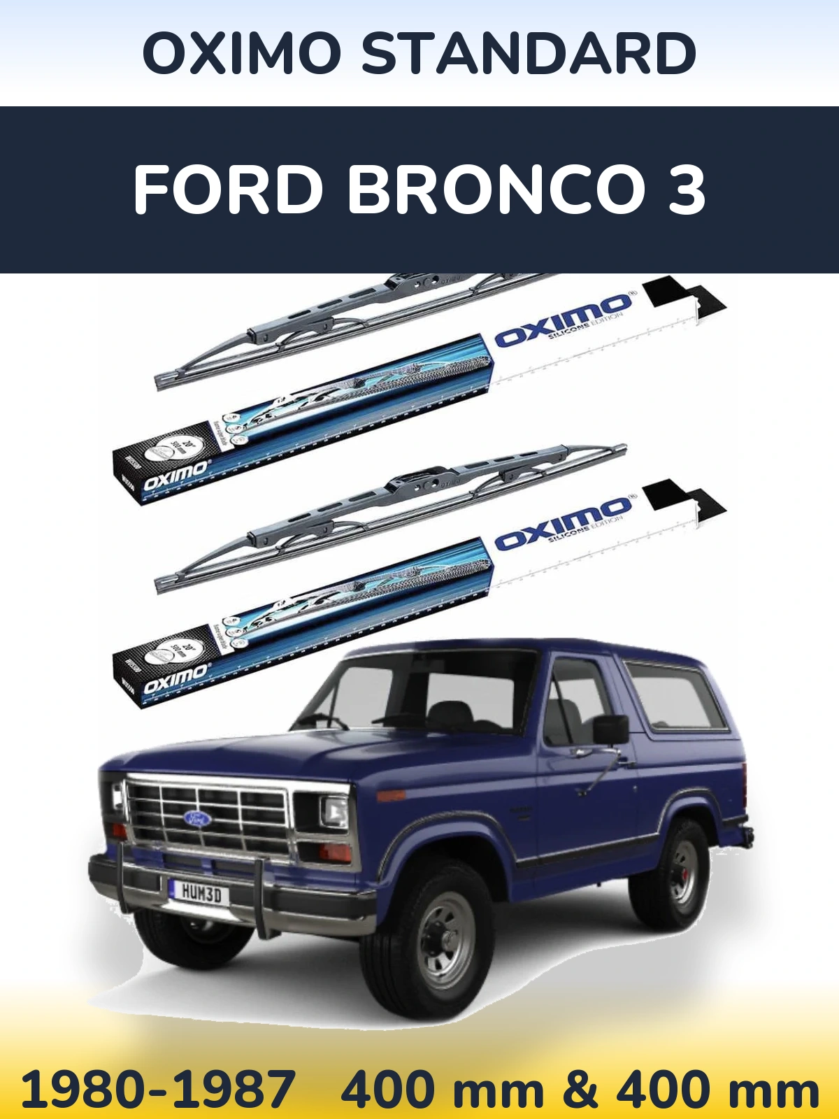 Komplet przednich wycieraczek Oximo Standard 400 & 400 mm do Ford Bronco 3 1980-1987