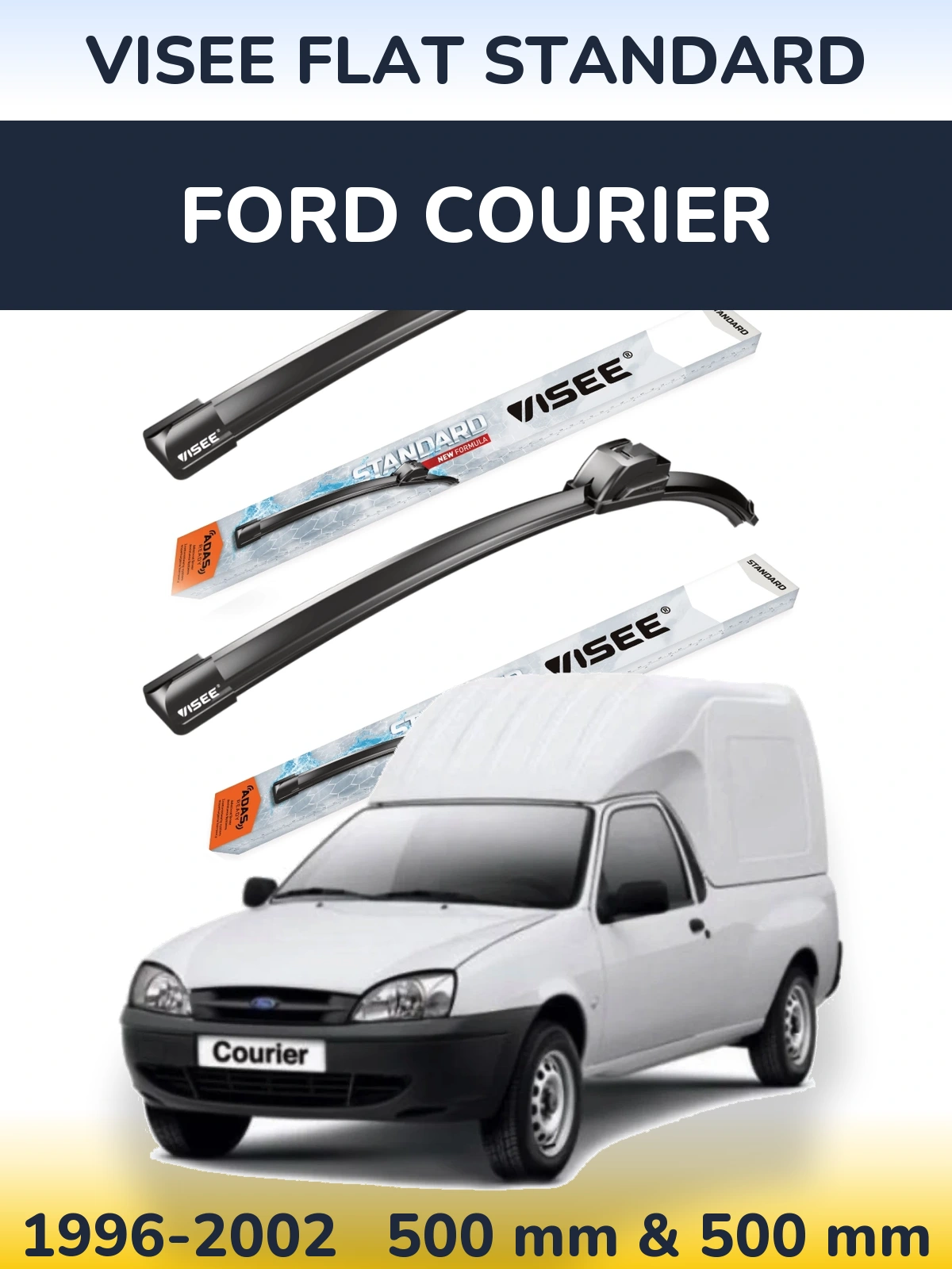 Комплект передних дворников VISEE FLAT STANDARD 500 & 500 мм для Ford Courier 1996-2002