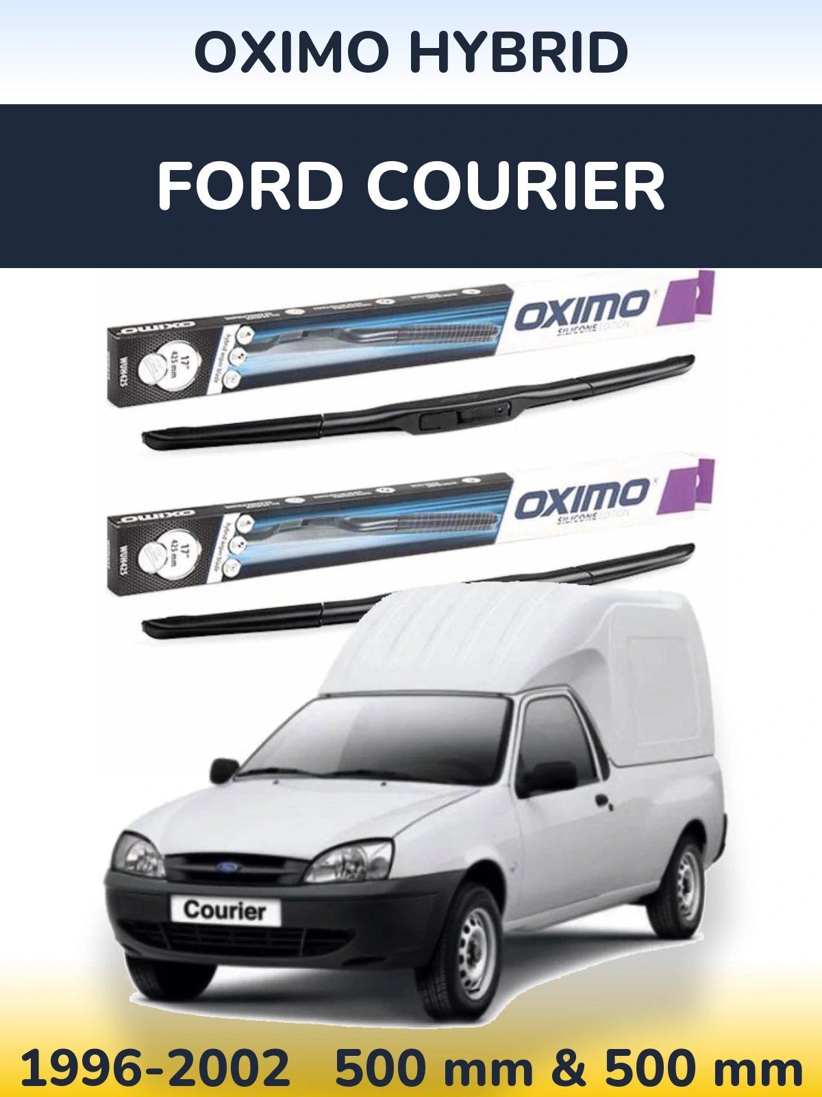 Комплект передних дворников Oximo Hybrid 500 & 500 мм для Ford Courier 1996-2002