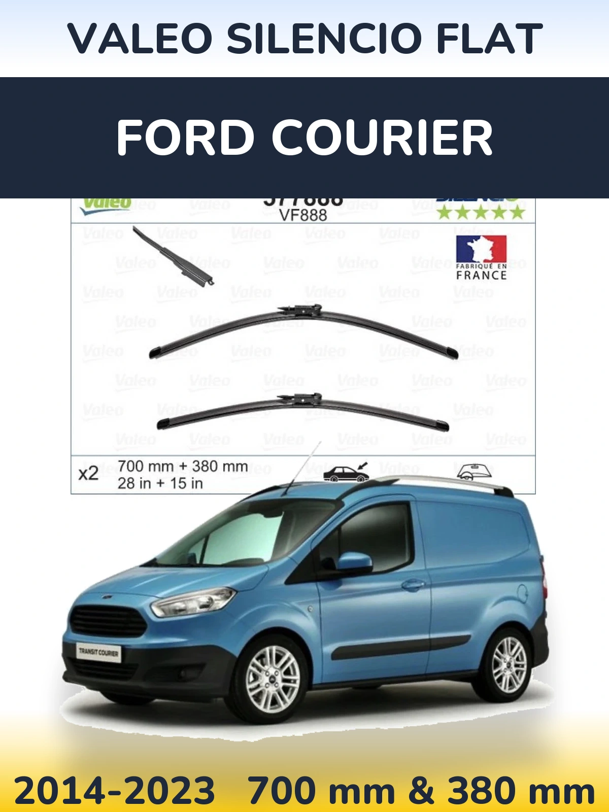 Комплект передних дворников Valeo Silencio Flat 700 & 380 мм для Ford Courier 2014-2023