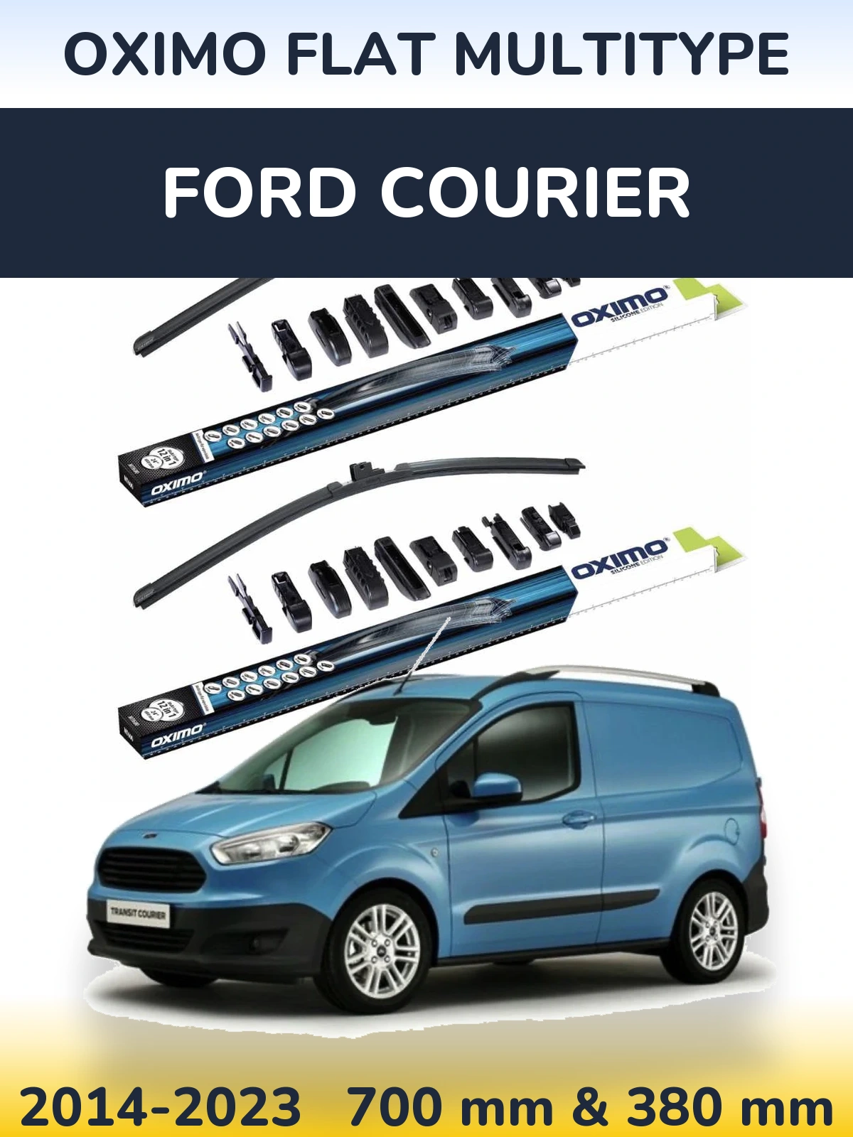 Комплект передних дворников Oximo Flat MultiТипe 700 & 380 мм для Ford Courier 2014-2023