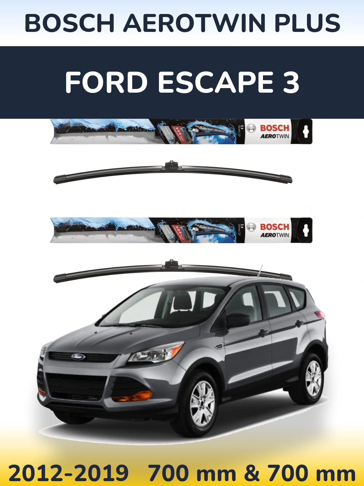 Komplet przednich wycieraczek BOSCH AeroTwin Plus 700 & 700 mm do Ford Escape 3 2012-2019