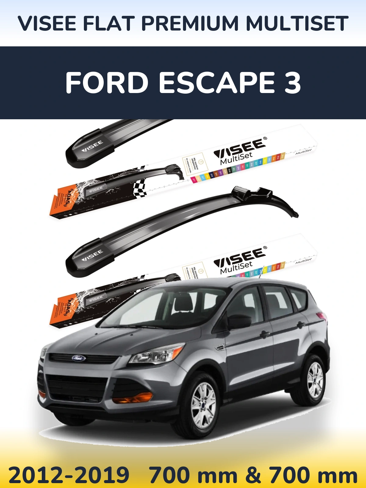 Komplet przednich wycieraczek VISEE FLAT PREMIUM MultiSet 700 & 700 mm do Ford Escape 3 2012-2019