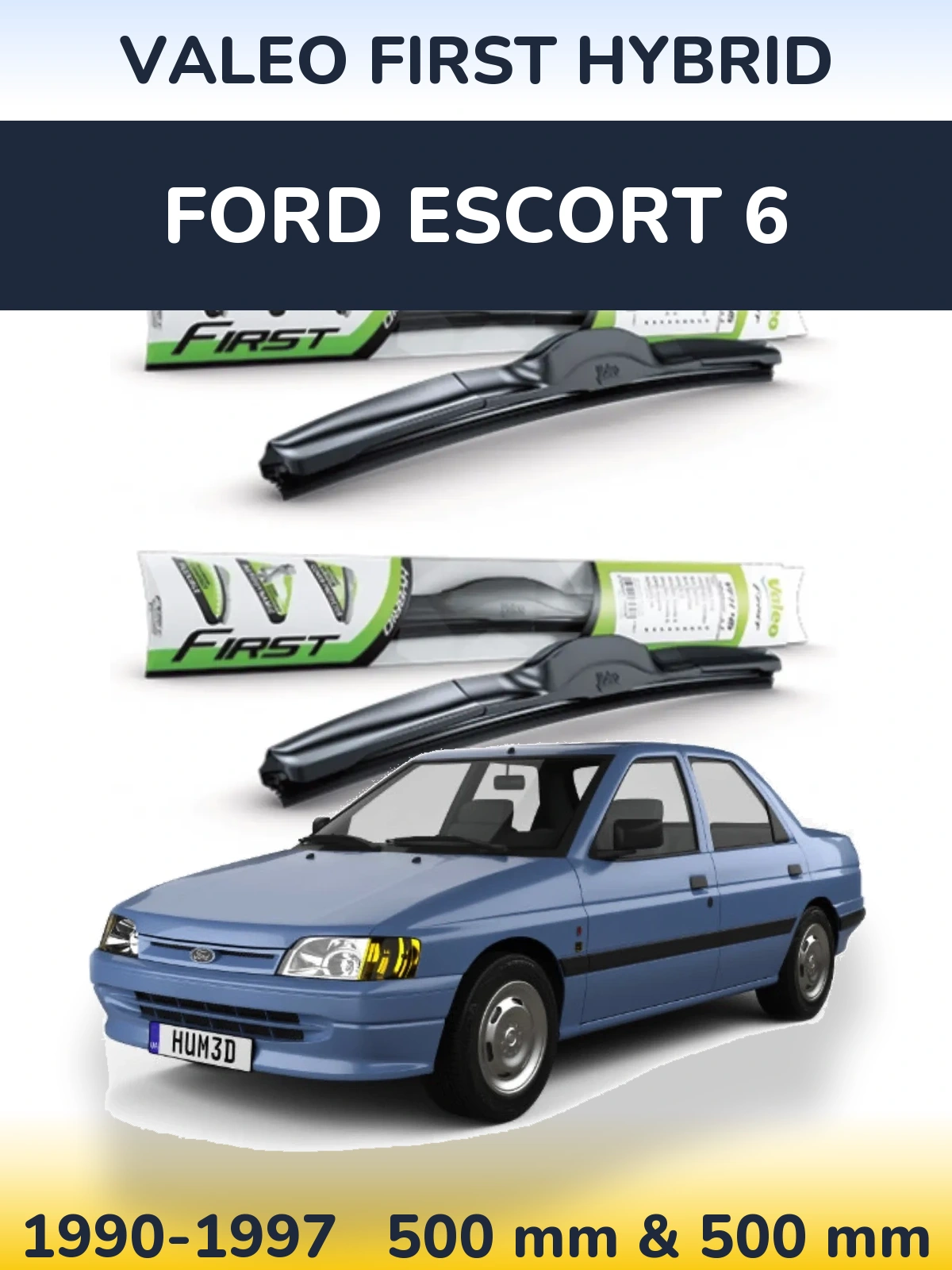 Комплект передних дворников Valeo First Hybrid 500 & 500 мм для Ford Escort 6 1990-1997