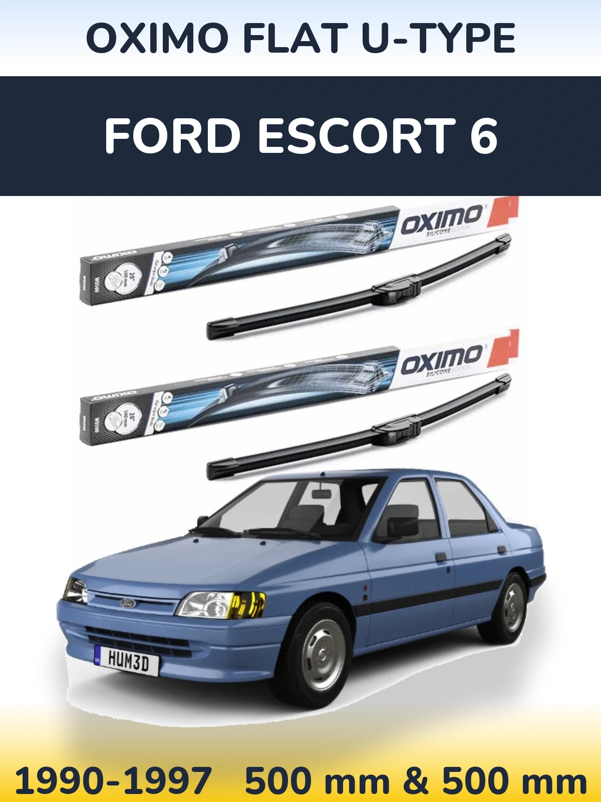 Komplet przednich wycieraczek Oximo Flat U-type 500 & 500 mm do Ford Escort 6 1990-1997