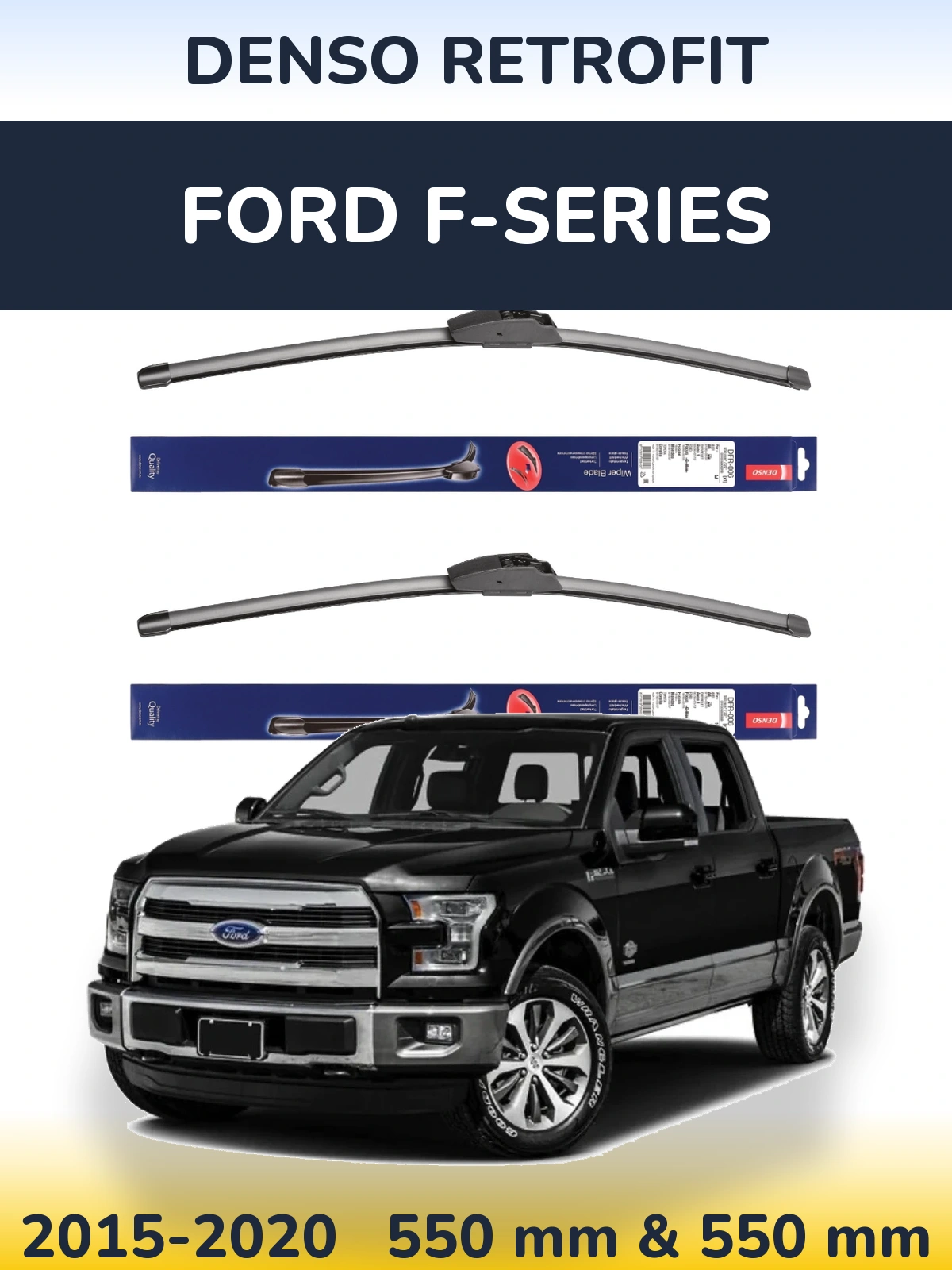 Komplet przednich wycieraczek Denso Retrofit 550 & 550 mm do Ford F-series 2015-2020
