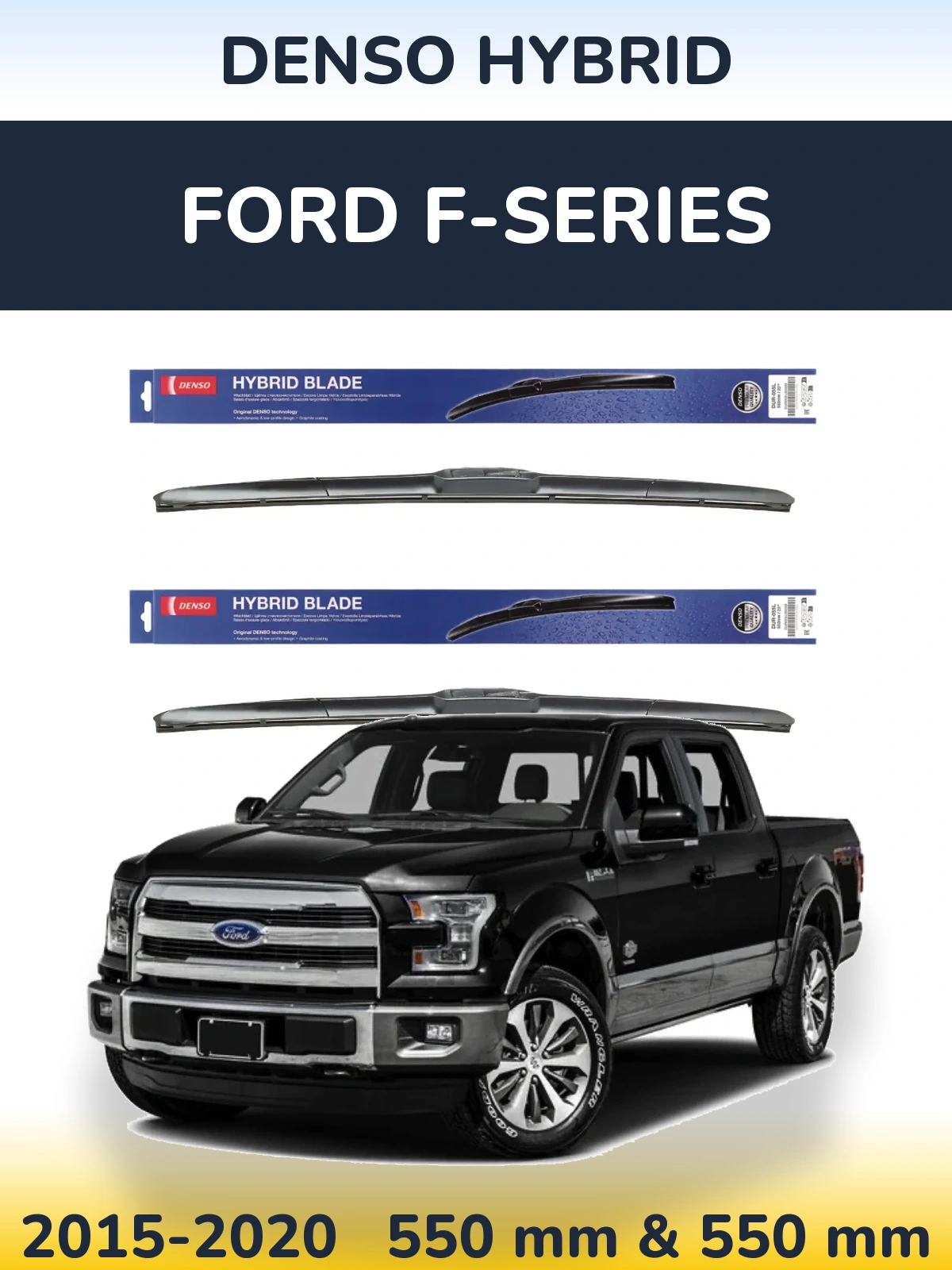 Komplet przednich wycieraczek Denso Hybrid 550 & 550 mm do Ford F-series 2015-2020