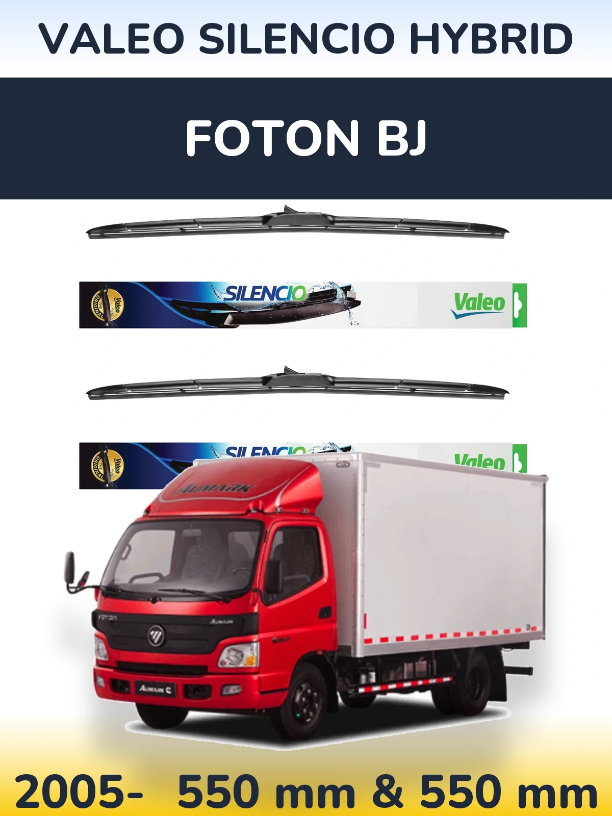 Komplet przednich wycieraczek Valeo Silencio Hybrid 550 & 550 mm do Foton BJ 2005-2026