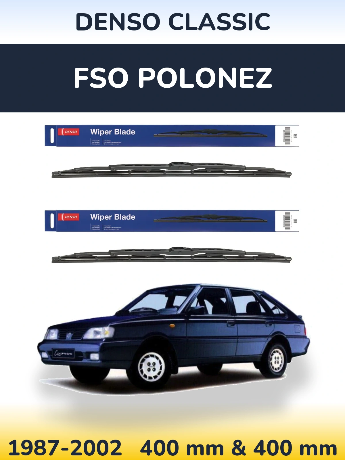 Komplet przednich wycieraczek Denso Classic 400 & 400 mm do FSO Polonez 1987-2002