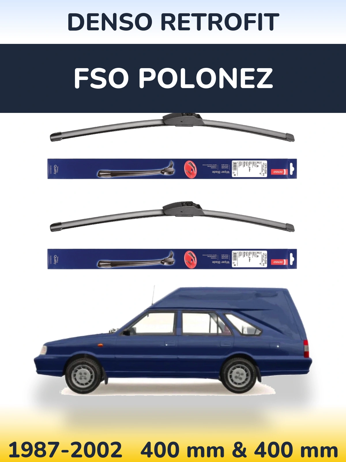 Комплект передних дворников Denso Retrofit 400 & 400 мм для FSO Polonez 1987-2002