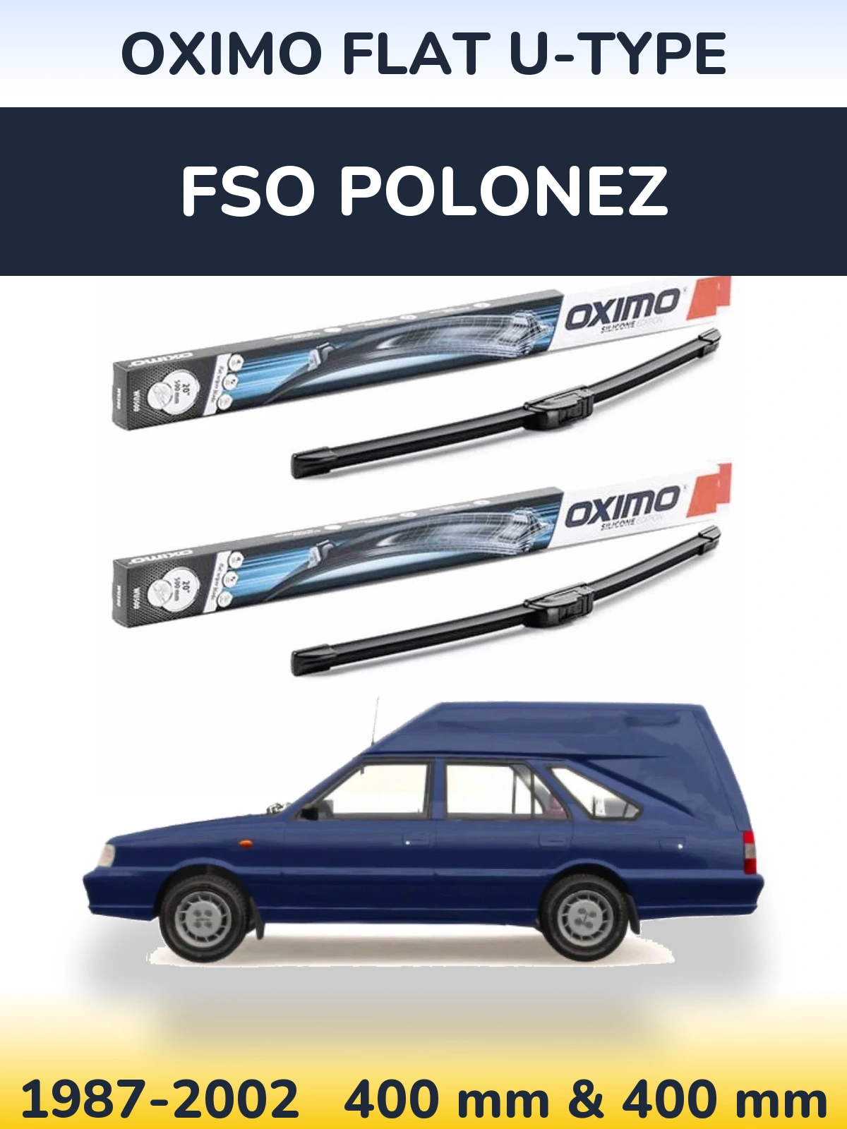 Комплект передних дворников Oximo Flat U-type 400 & 400 мм для FSO Polonez 1987-2002
