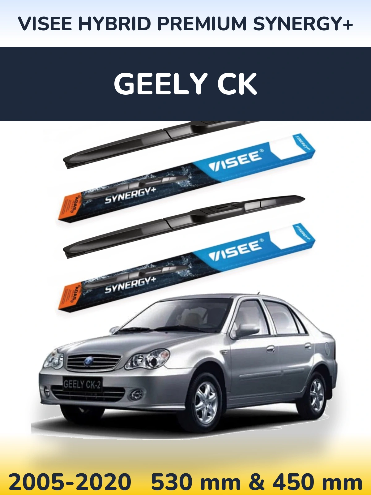 Komplet przednich wycieraczek VISEE HYBRID PREMIUM SYNERGY+ 530 & 450 mm do Geely CK 2005-2020