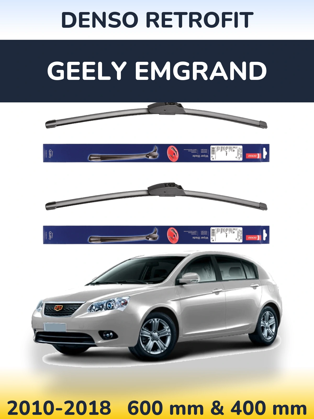 Komplet przednich wycieraczek Denso Retrofit 600 & 400 mm do Geely Emgrand 2010-2018