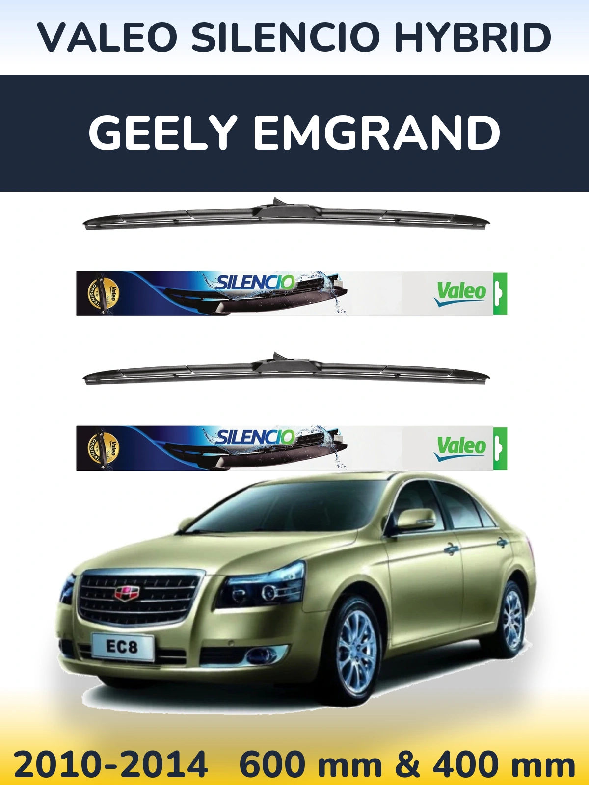 Komplet przednich wycieraczek Valeo Silencio Hybrid 600 & 400 mm do Geely Emgrand 2010-2014
