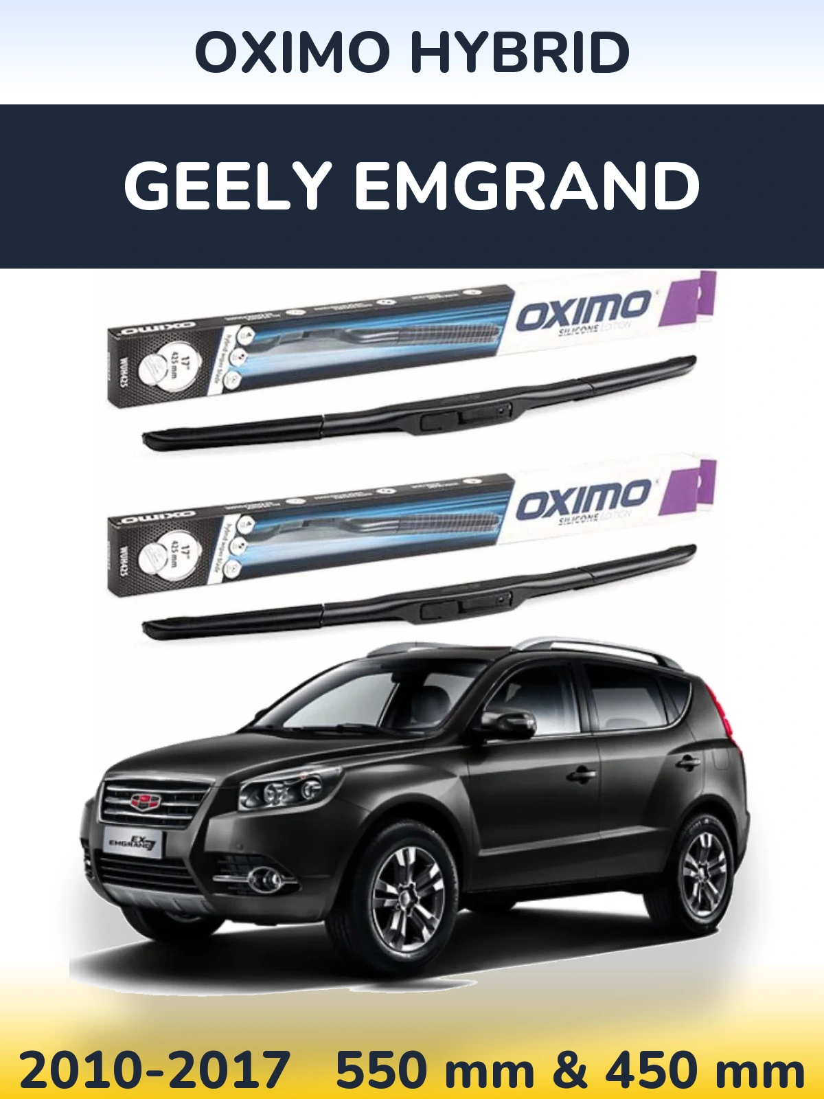Komplet przednich wycieraczek Oximo Hybrid 550 & 450 mm do Geely Emgrand 2010-2017