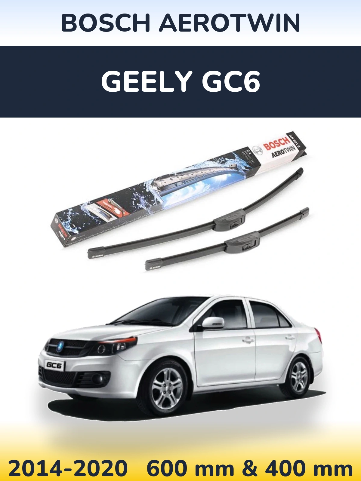 Komplet przednich wycieraczek BOSCH AeroTwin 600 & 400 mm do Geely GC6 2014-2020