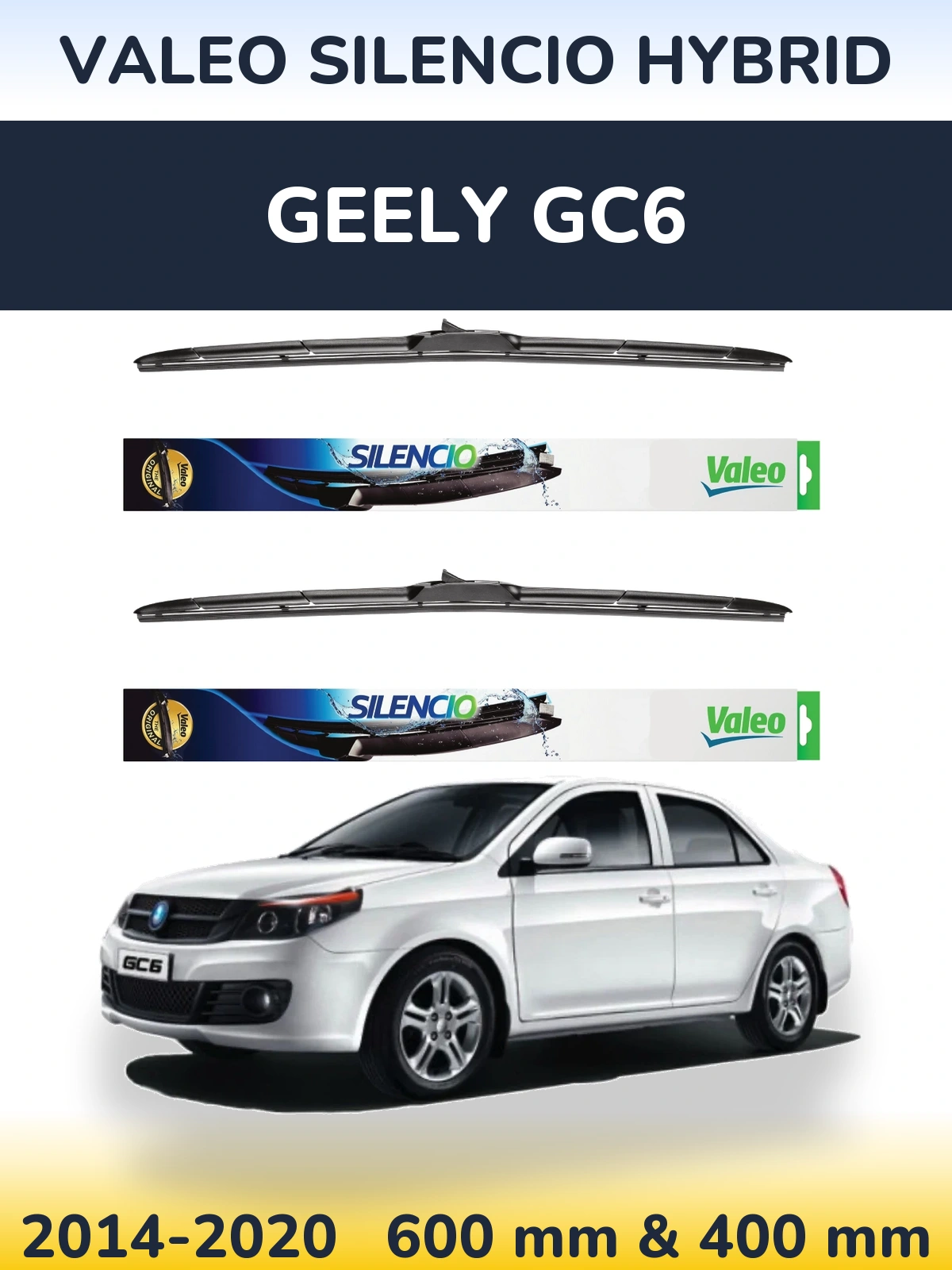 Комплект передних дворников Valeo Silencio Hybrid 600 & 400 мм для Geely GC6 2014-2020
