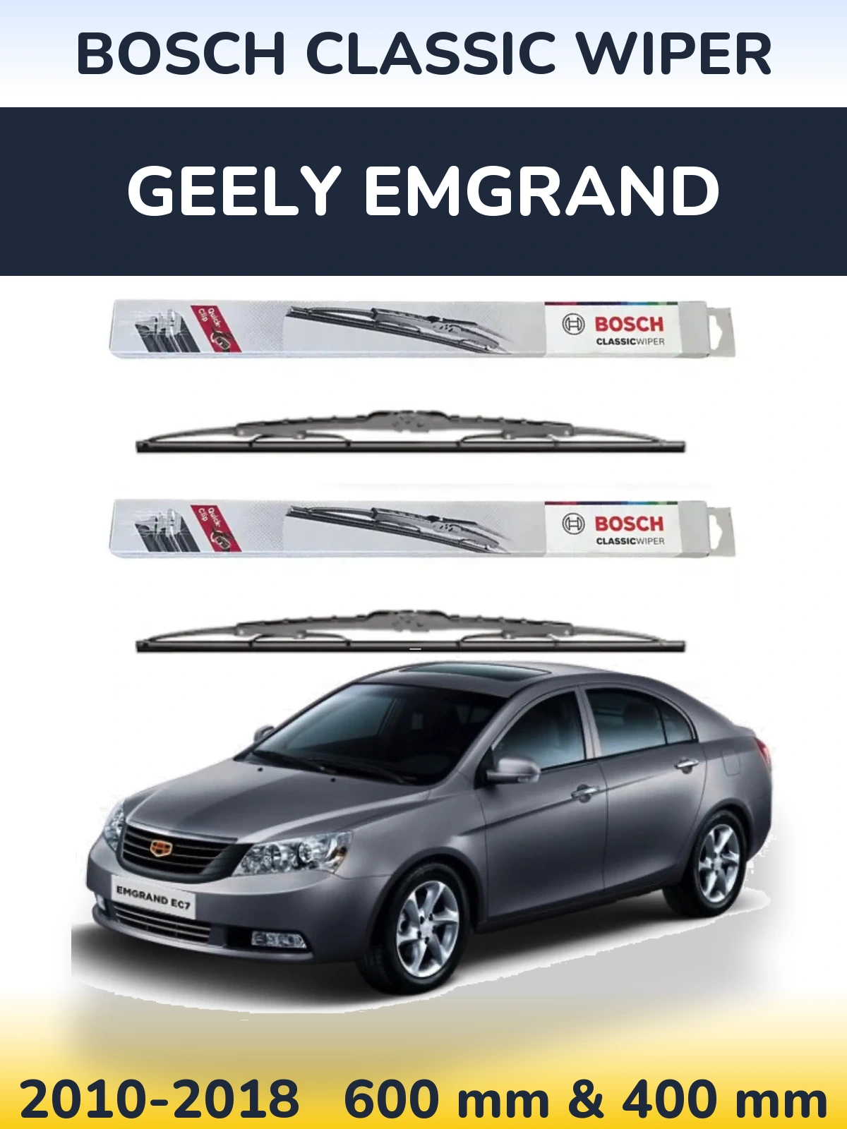Komplet przednich wycieraczek BOSCH Classic Wiper 600 & 400 mm do Geely Emgrand 2010-2018