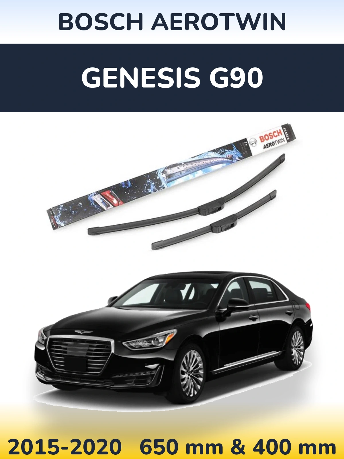 Komplet przednich wycieraczek BOSCH AeroTwin 650 & 400 mm do Genesis G90 2015-2020