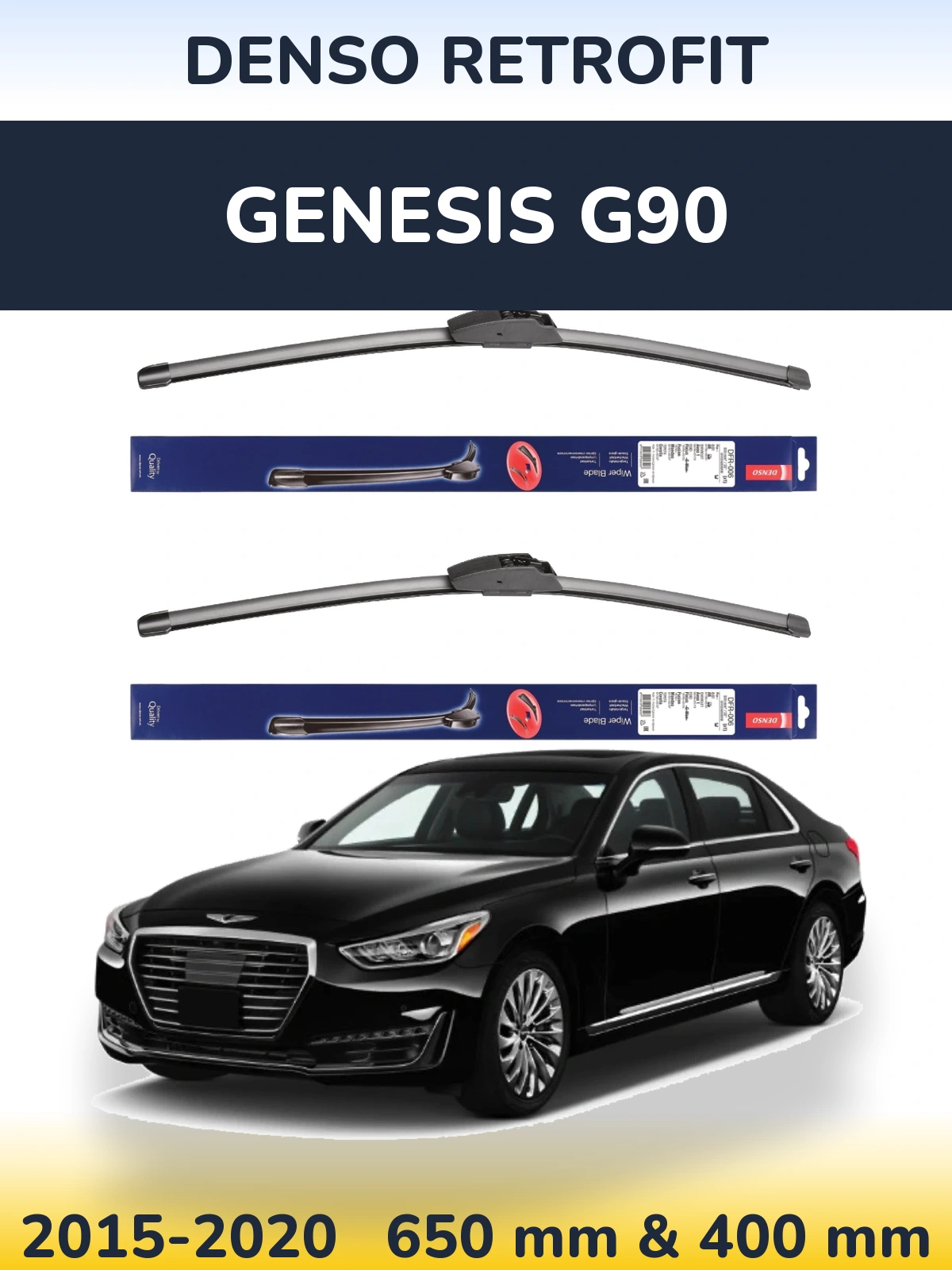 Komplet przednich wycieraczek Denso Retrofit 650 & 400 mm do Genesis G90 2015-2020