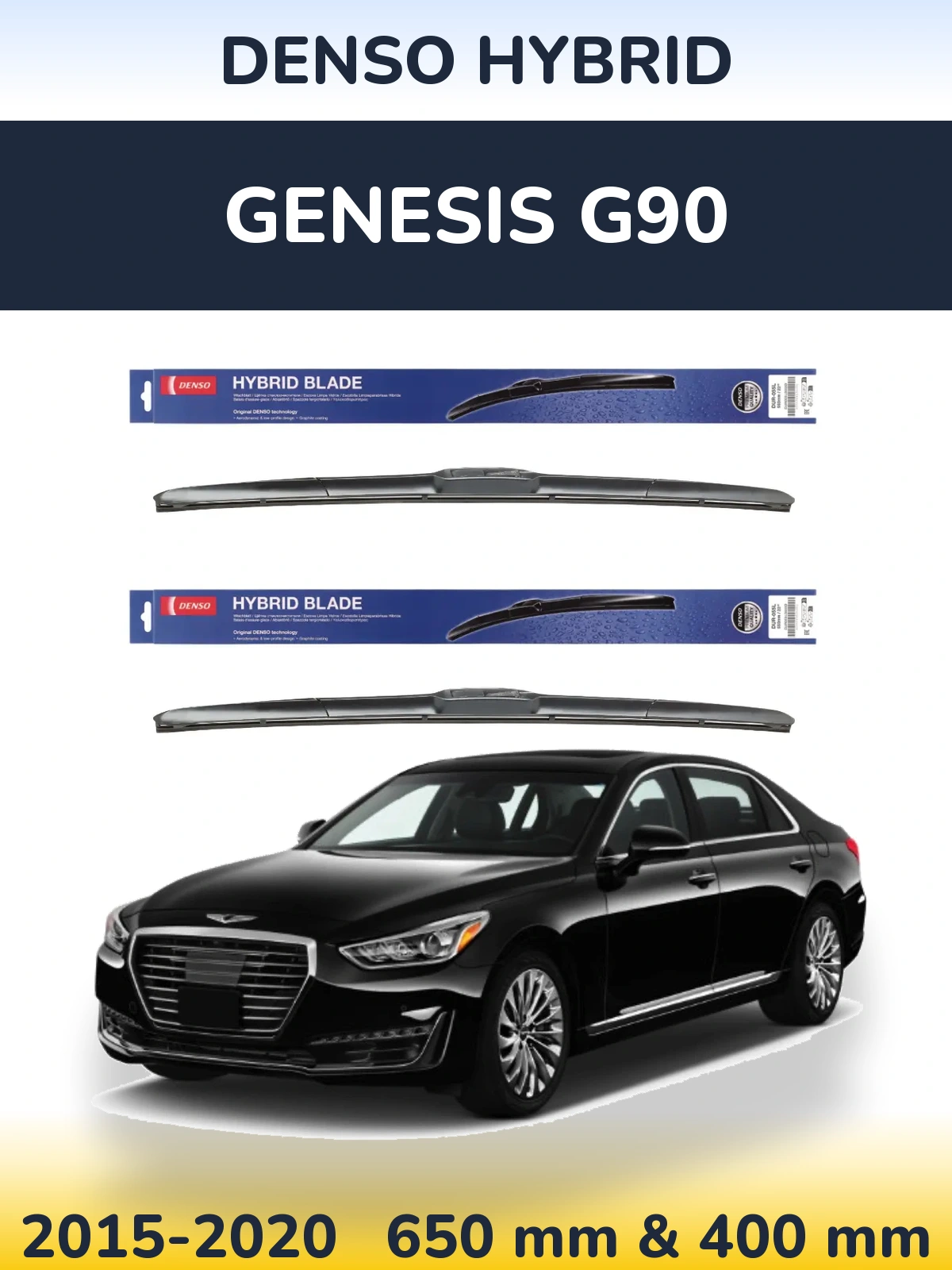 Komplet przednich wycieraczek Denso Hybrid 650 & 400 mm do Genesis G90 2015-2020