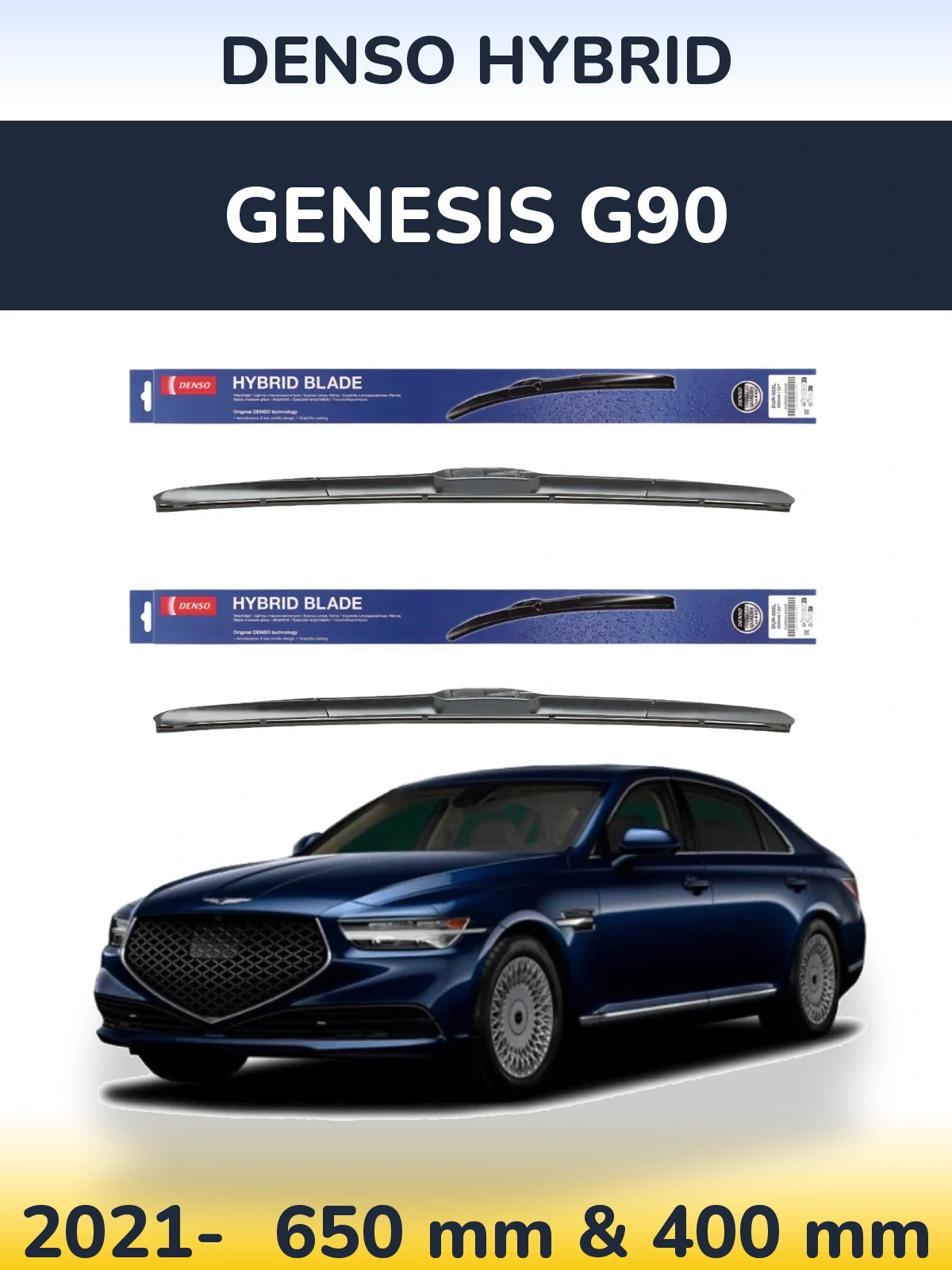 Komplet przednich wycieraczek Denso Hybrid 650 & 400 mm do Genesis G90 2021-2026