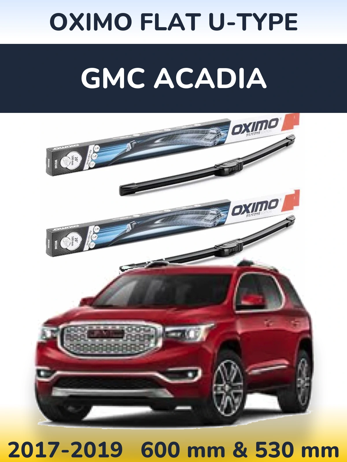 Комплект передних дворников Oximo Flat U-type 600 & 530 мм для GMC Acadia 2017-2019