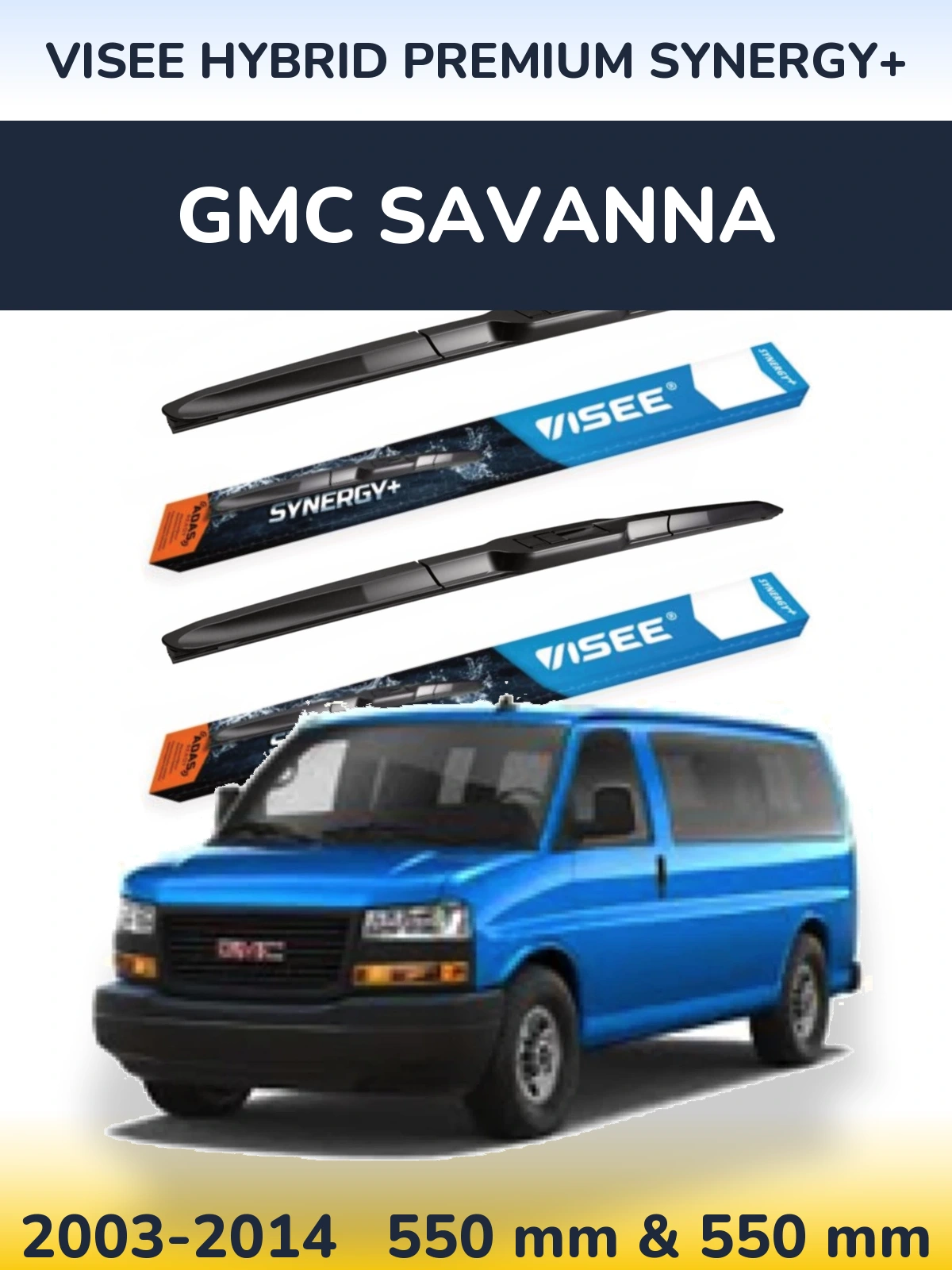 Комплект передних дворников VISEE HYBRID PREMIUM SYNERGY+ 550 & 550 мм для GMC Savanna 2003-2014