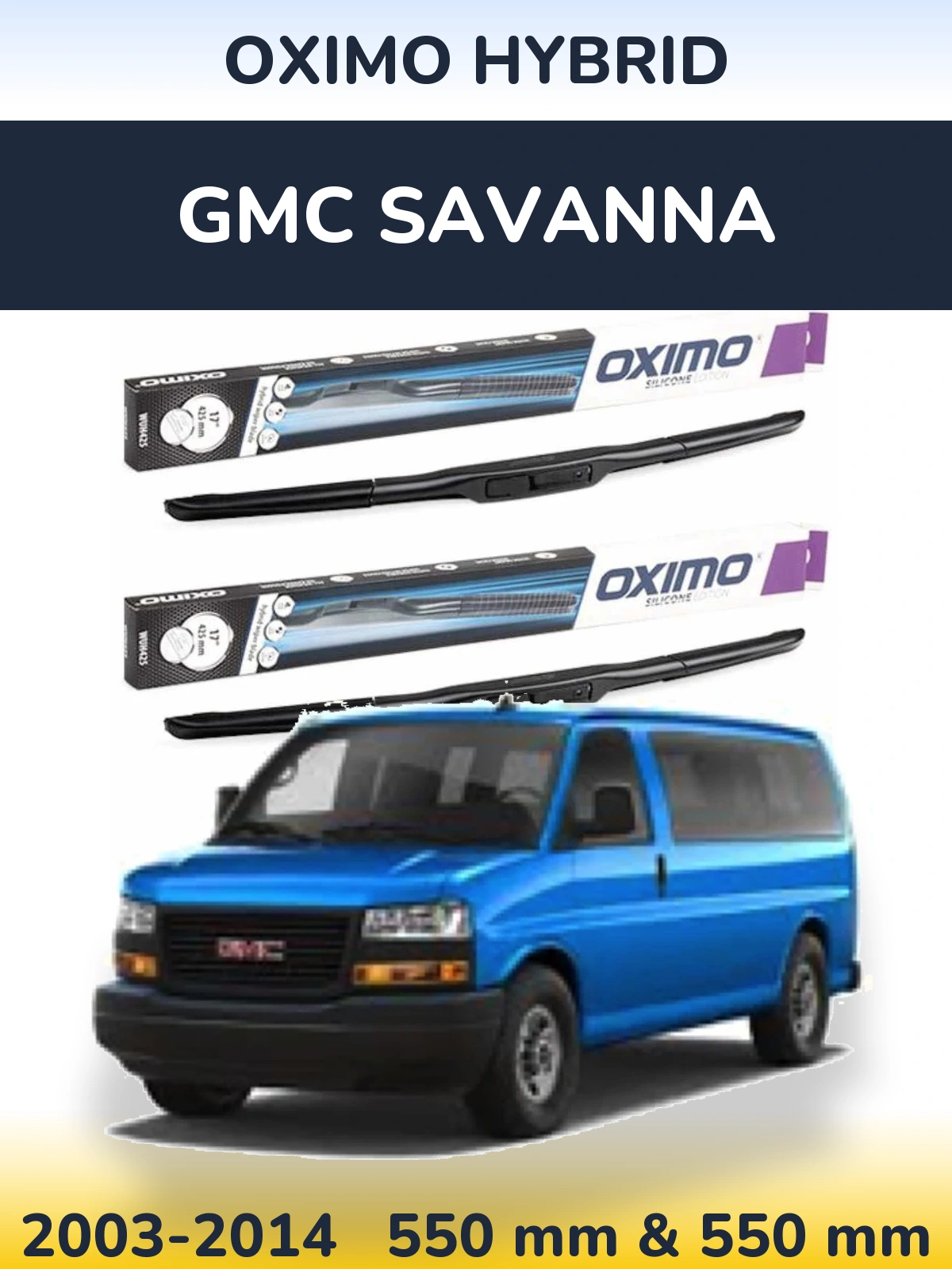 Комплект передних дворников Oximo Hybrid 550 & 550 мм для GMC Savanna 2003-2014