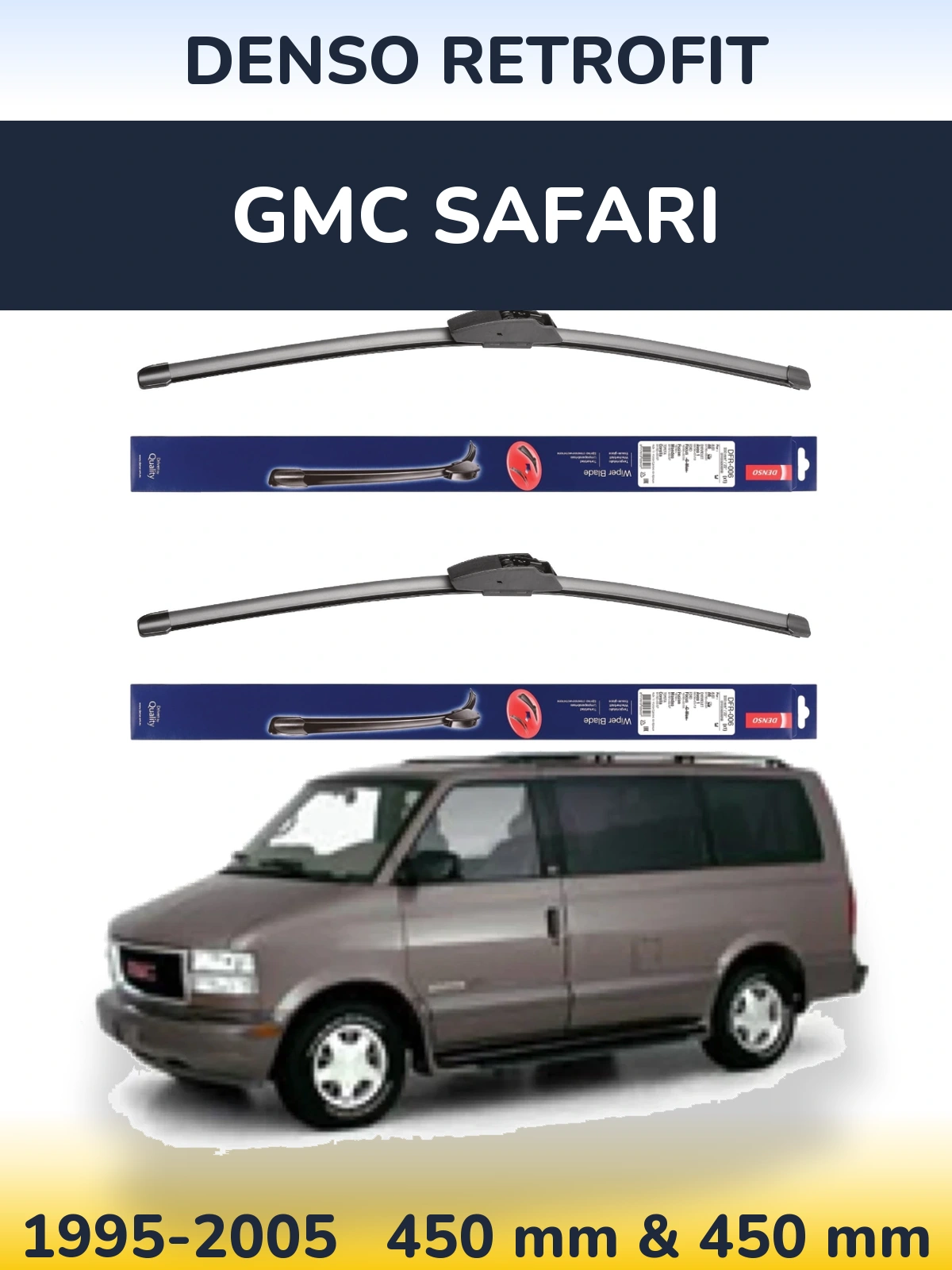 Komplet przednich wycieraczek Denso Retrofit 450 & 450 mm do GMC Safari 1995-2005